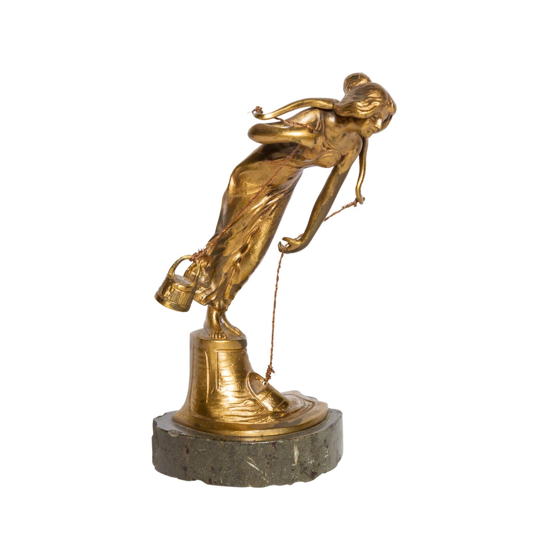 SEIFERT, VICTOR HEINRICH (1870-1953) "Wasserträgerin"Bronze vergoldet, Serpentinsockel, sig. "V. - Bild 2 aus 6
