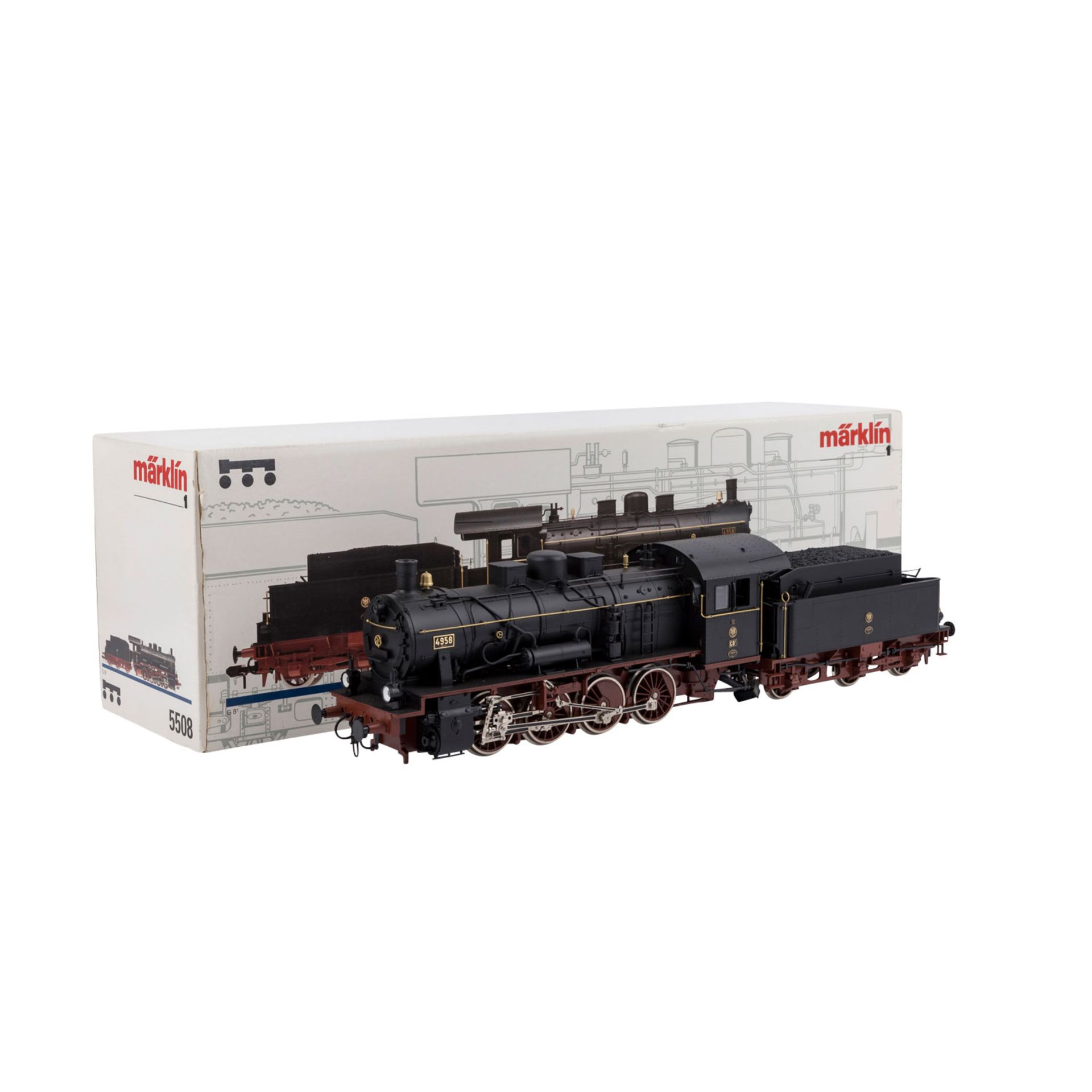 MÄRKLIN Schlepptenderlok 5508, Spur 1,schwarz. Im Originalkarton (part. Altersspuren), guter Erhalt,