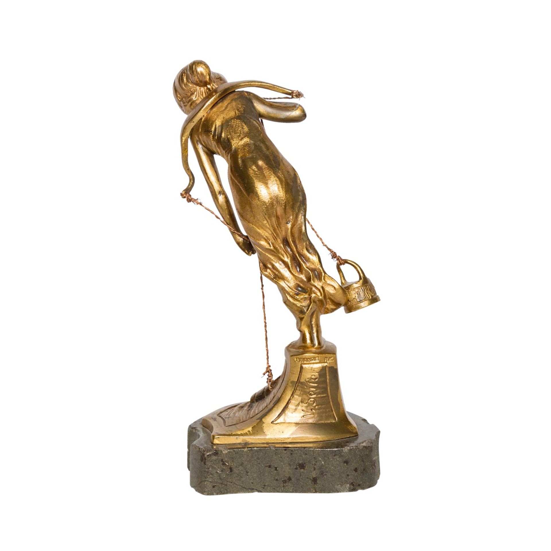 SEIFERT, VICTOR HEINRICH (1870-1953) "Wasserträgerin"Bronze vergoldet, Serpentinsockel, sig. "V. - Bild 4 aus 6
