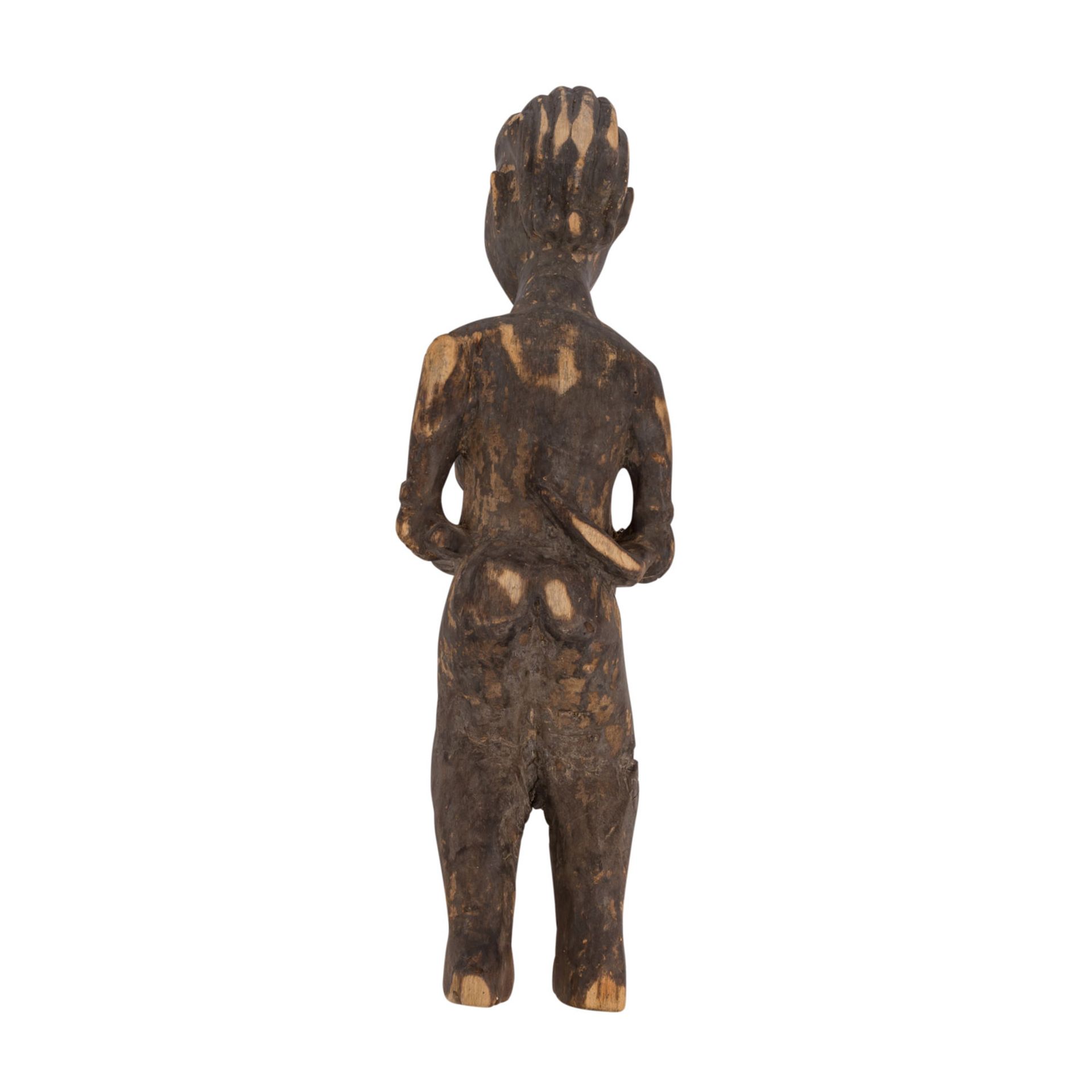 GESCHNITZTE WEIBLICHE FIGURWestafrika, weibliche Standfigur aus Holz, fein und detailreich - Bild 2 aus 3