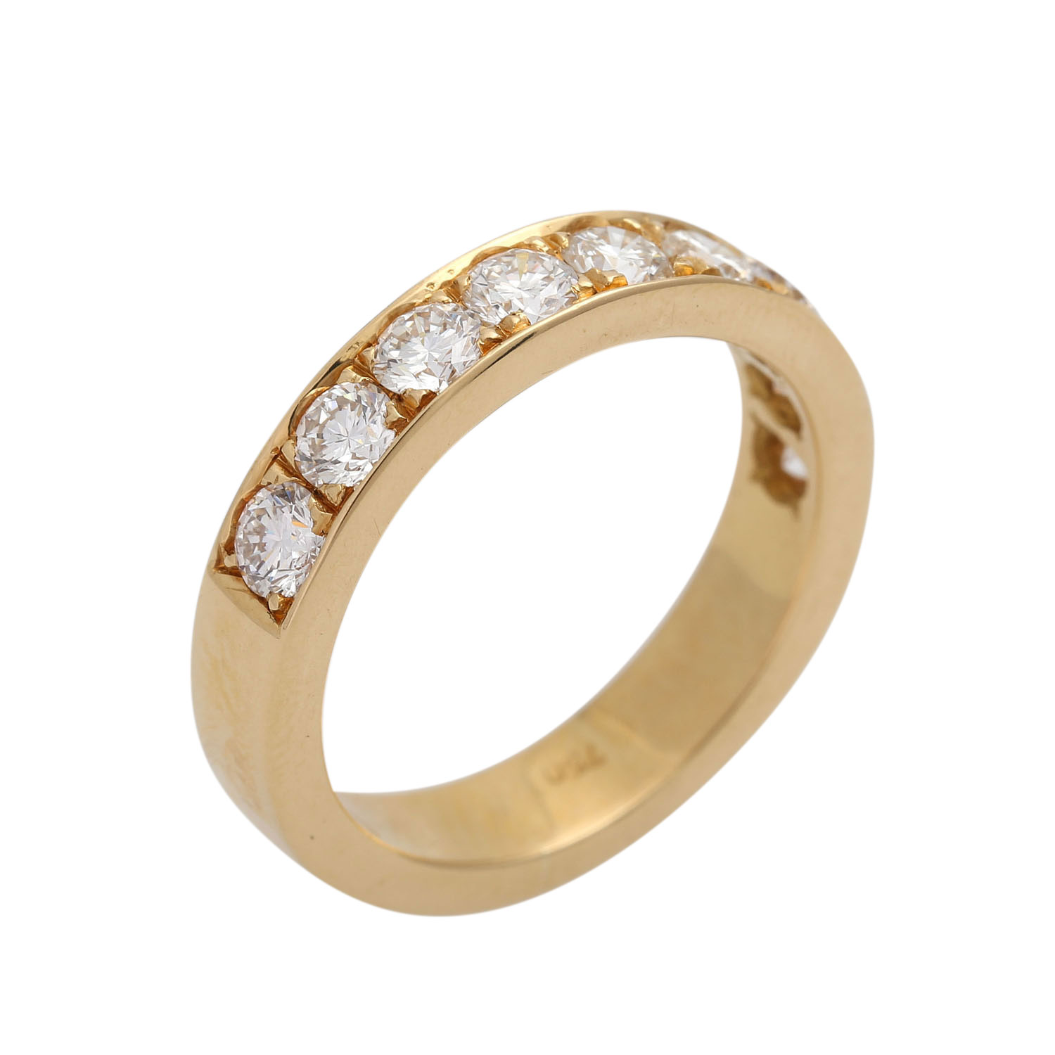 Halbmemoire Ring mit Brillanten zus. ca. 1,01 ct(grav.), WEISS-LGW (H-I)/VS, GG 18K, RW: 51, 20./21. - Image 5 of 6