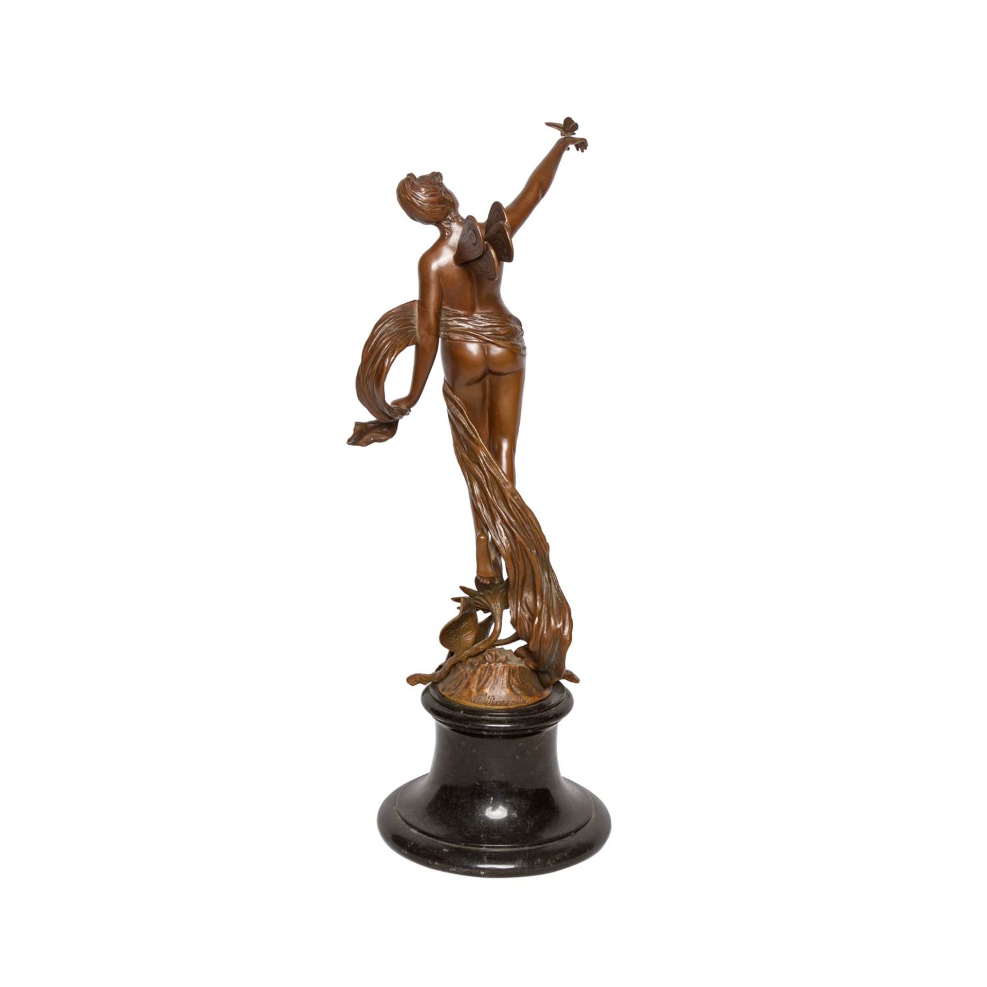 ROSSE, FRANZ (1858-1900) "Psyche mit Schmetterling"Bronze mit Marmorsockel, sig. und datiert. "F. - Bild 3 aus 6