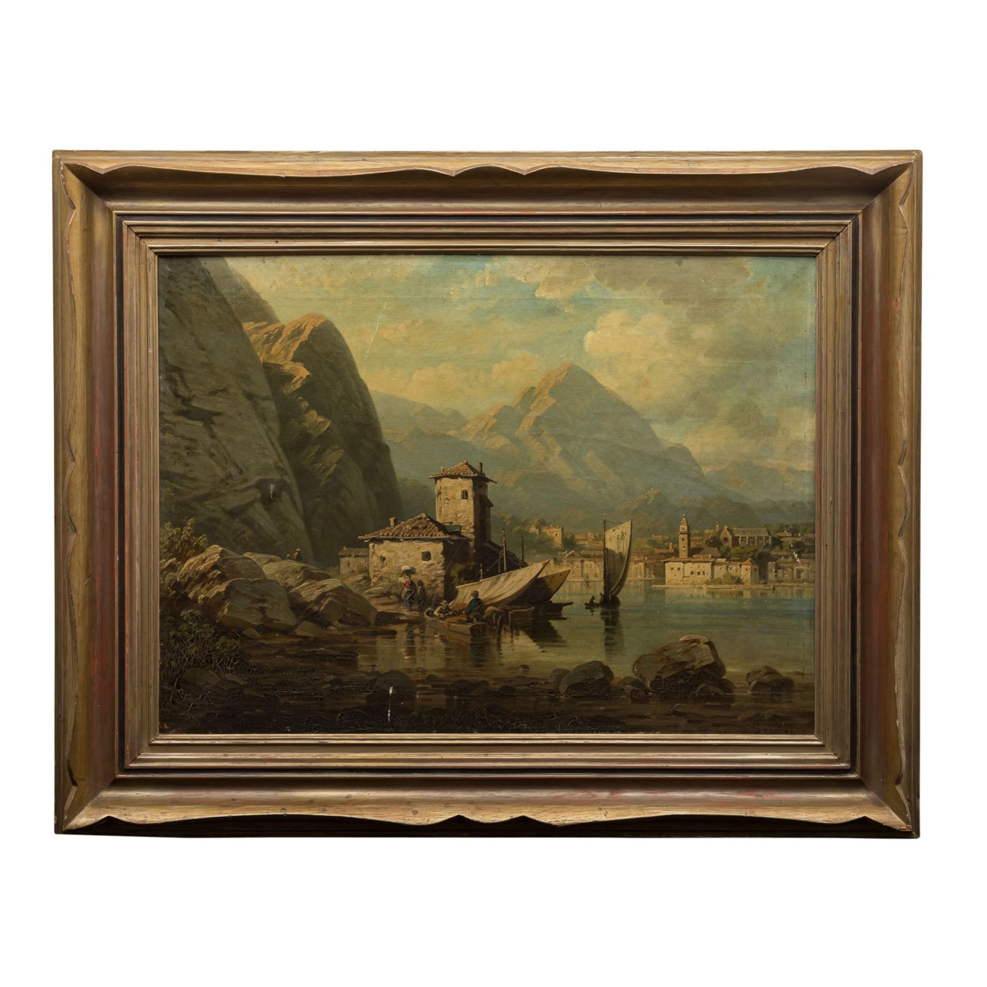 SEIDEL, AUGUST (München 1820-1904 ebenda), "Italienische Felsenküste mit Stadt",im Vordergrund - Bild 2 aus 5