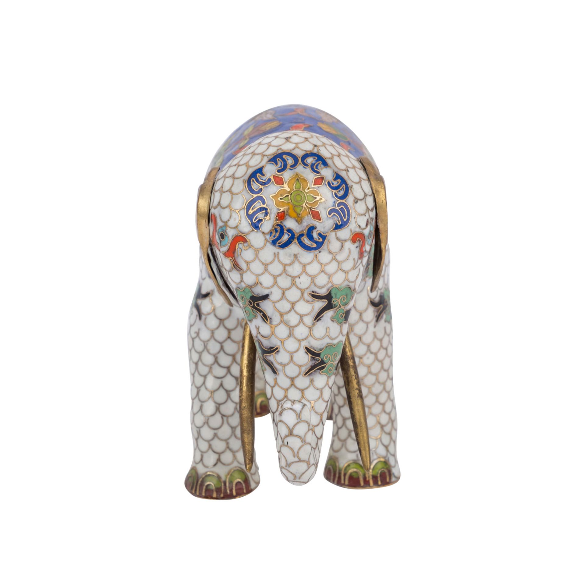 Cloisonné Elefant. CHINA.L: 22 cm. Min.besch..Cloisonné enamel elephant. China.Lenght: 22 cm. - Bild 2 aus 4