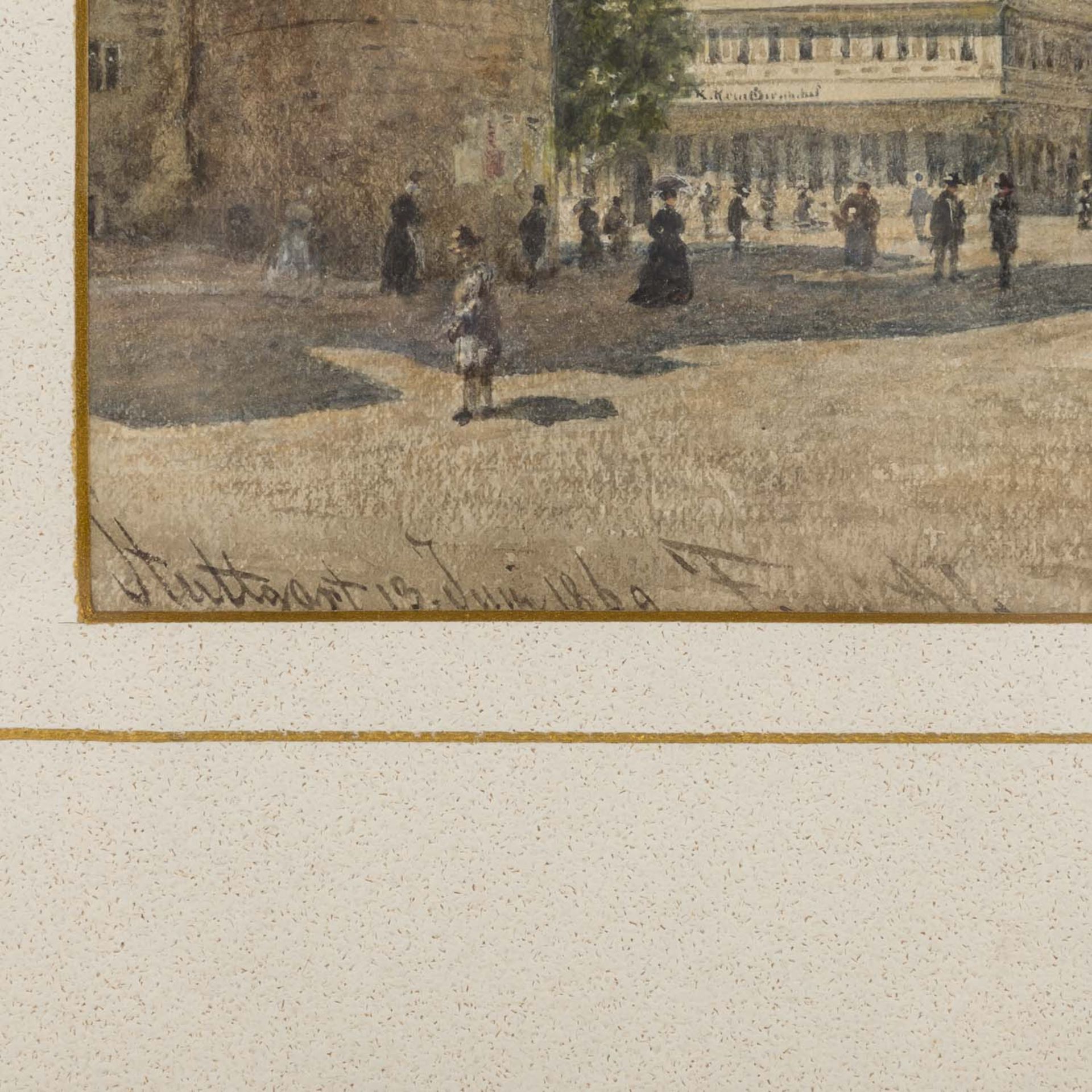 KÜNSTLER/IN 19. Jh., "Stuttgart, 19. Juni 1869",Blick auf den Schillerplatz mit zahlreichen - Bild 3 aus 4