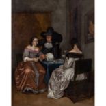 TERBORCH, Gerard, NACH (auch Ter Borch; 1617-1681), "Zwei Damen und ein Herr beim Kartenspiel",in