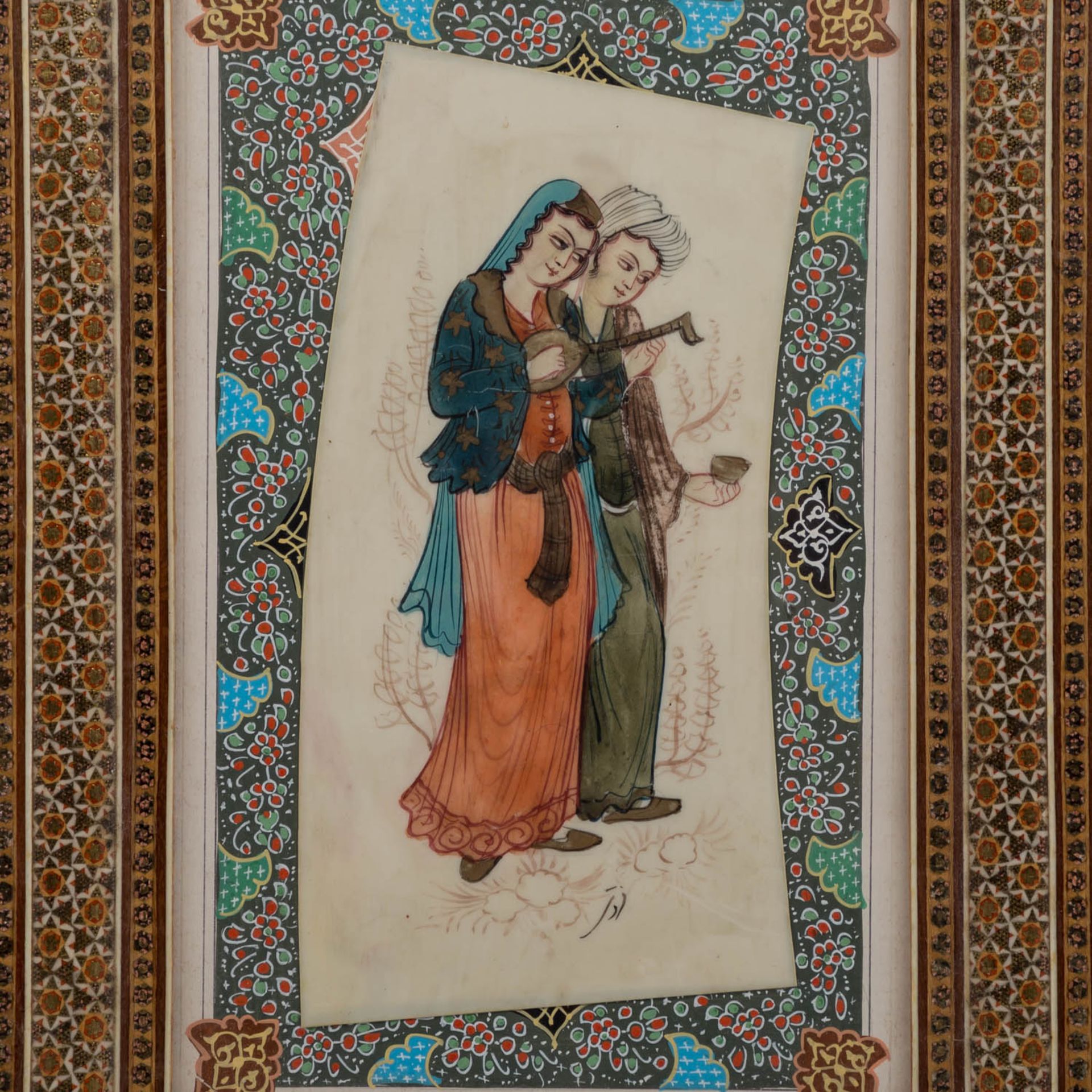Konvolut: 10 Teile mit Khatam Kari Holz Intarsien, ISFAHAN/IRAN, 20. Jh..4 Malereien, 1 - Bild 7 aus 7