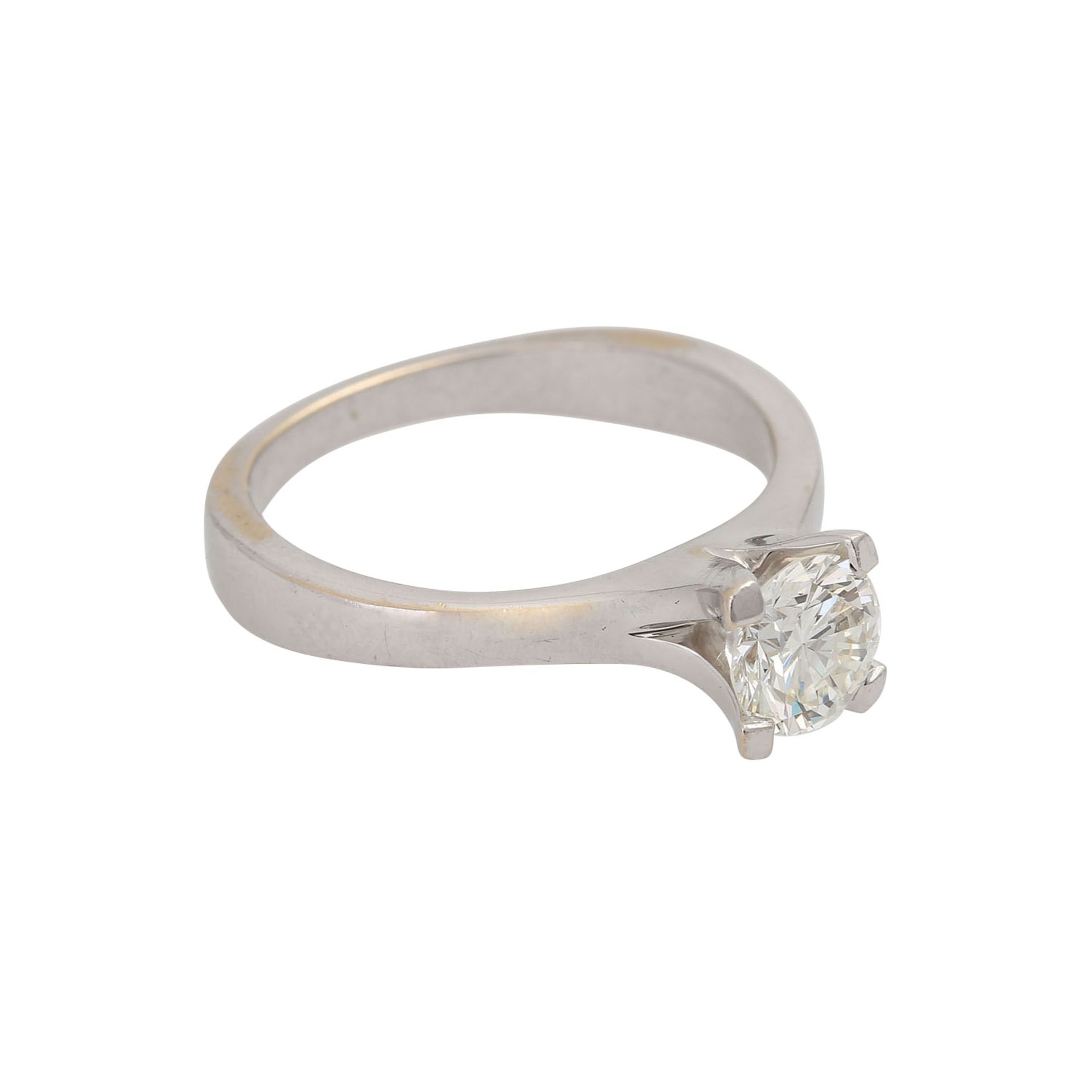 Ring mit Brillant ca. 0,8 ct,GW (K-L)/VS, WG 14K, RW: 54, 20./21. Jh., Tragespuren, punz. "0347"Ring - Bild 2 aus 5