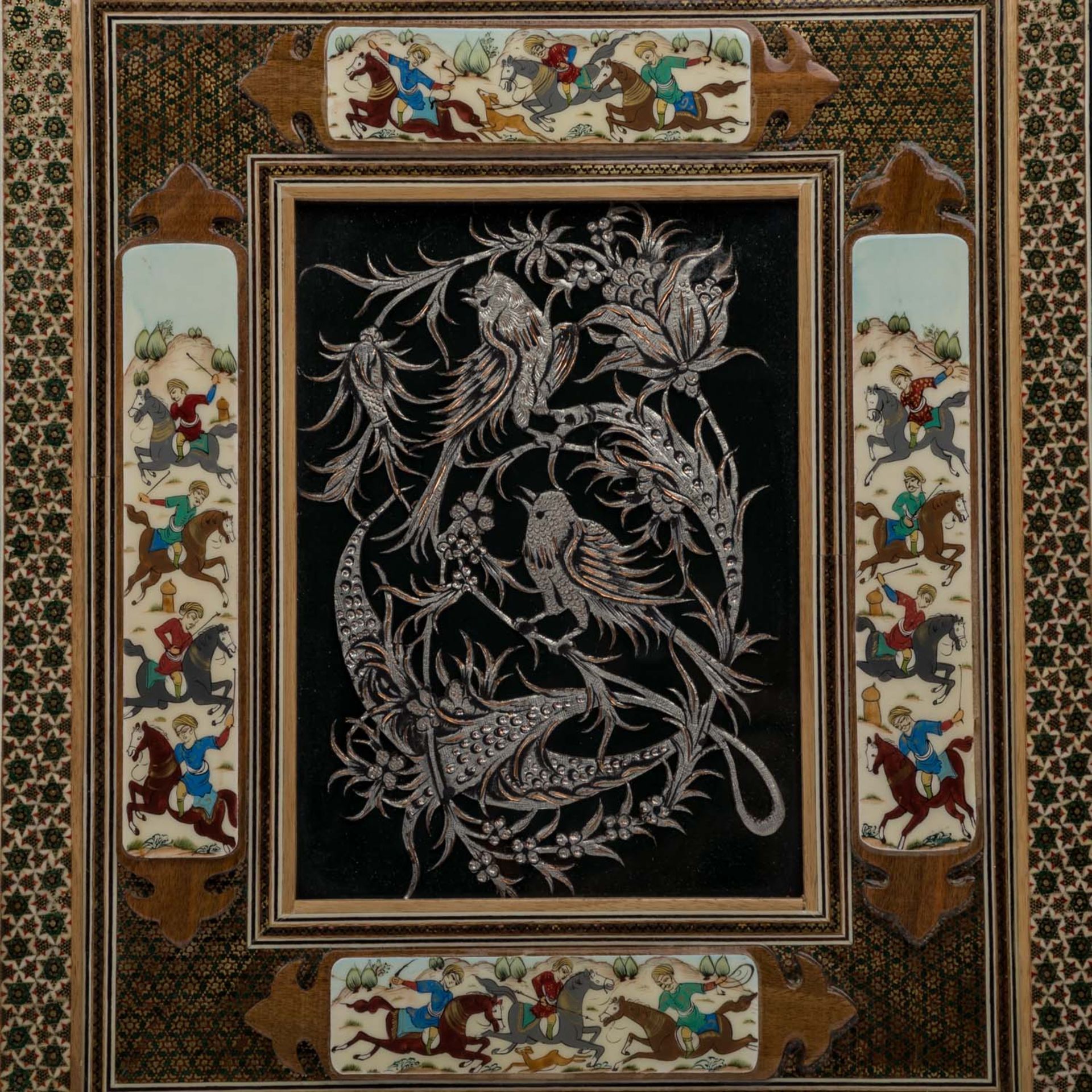 Konvolut: 10 Teile mit Khatam Kari Holz Intarsien, ISFAHAN/IRAN, 20. Jh..4 Malereien, 1 - Bild 3 aus 7