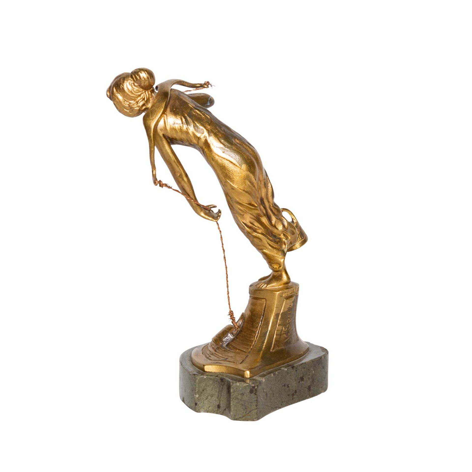 SEIFERT, VICTOR HEINRICH (1870-1953) "Wasserträgerin"Bronze vergoldet, Serpentinsockel, sig. "V. - Bild 3 aus 6