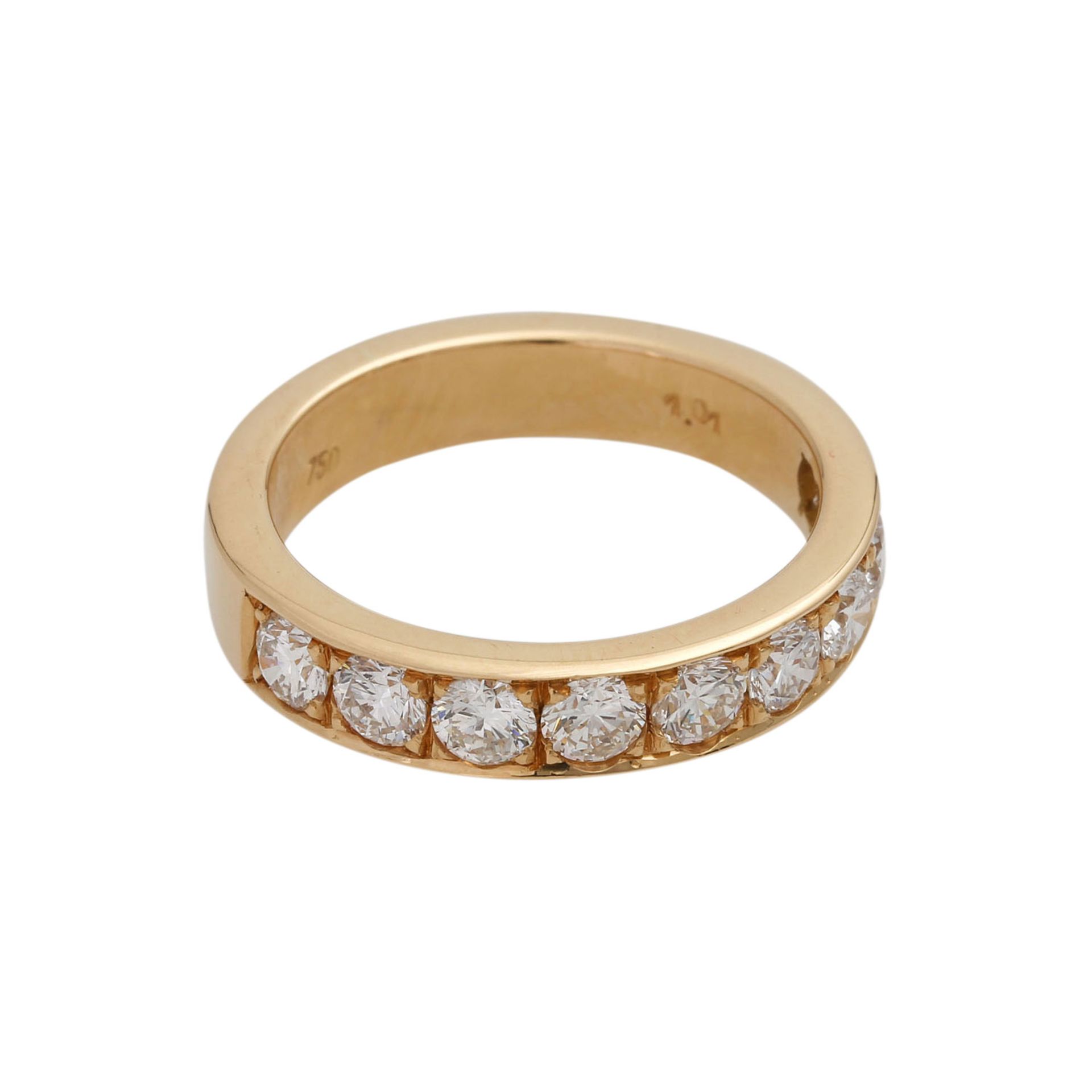 Halbmemoire Ring mit Brillanten zus. ca. 1,01 ct(grav.), WEISS-LGW (H-I)/VS, GG 18K, RW: 51, 20./21. - Bild 2 aus 6