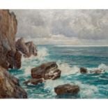 WENK, ALBRECHT (1863 - 1934), "Brandung - Felsenküste bei Capri",u.li. signiert, bezeichnet und