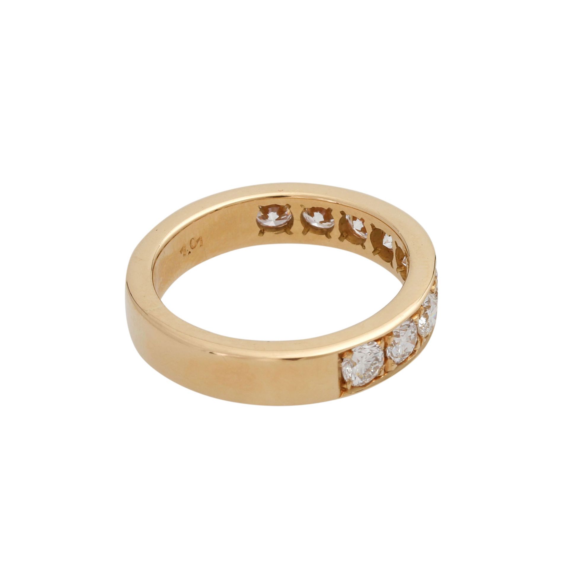 Halbmemoire Ring mit Brillanten zus. ca. 1,01 ct(grav.), WEISS-LGW (H-I)/VS, GG 18K, RW: 51, 20./21. - Bild 3 aus 6