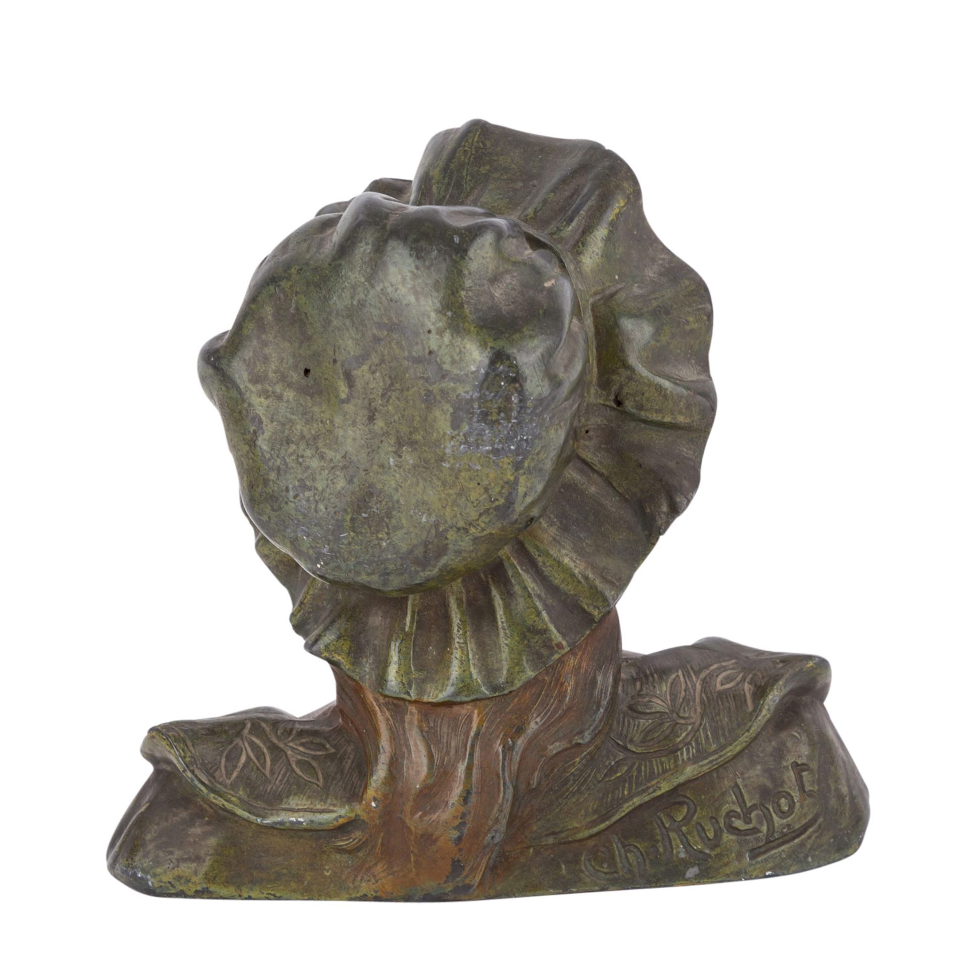 RUCHOT, CHARLES (1880-1915) "Dame mit Haube"Zinnguss bronziert, signiert "Ch. Ruchot", H: 15 cm. - Bild 3 aus 5