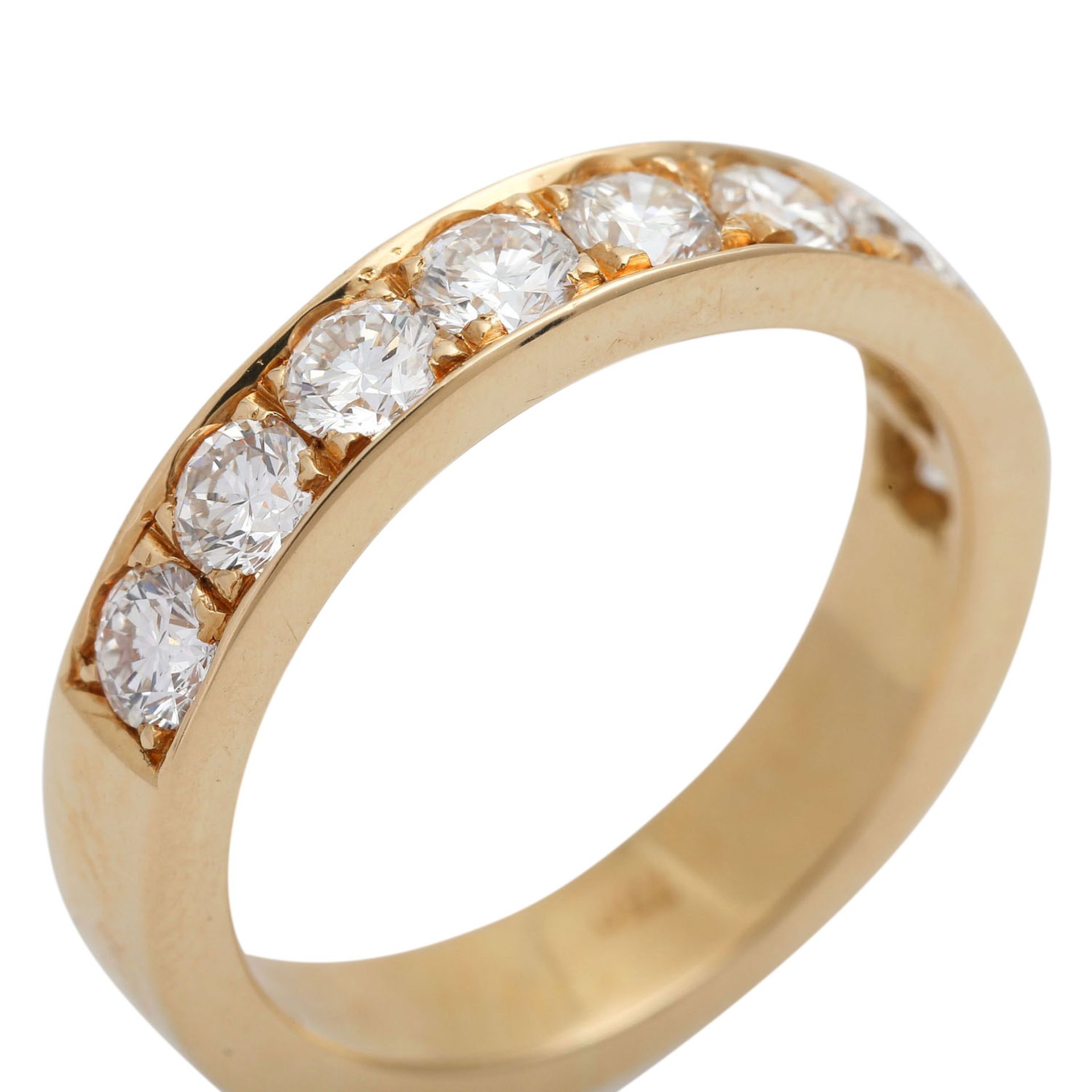 Halbmemoire Ring mit Brillanten zus. ca. 1,01 ct(grav.), WEISS-LGW (H-I)/VS, GG 18K, RW: 51, 20./21. - Bild 6 aus 6