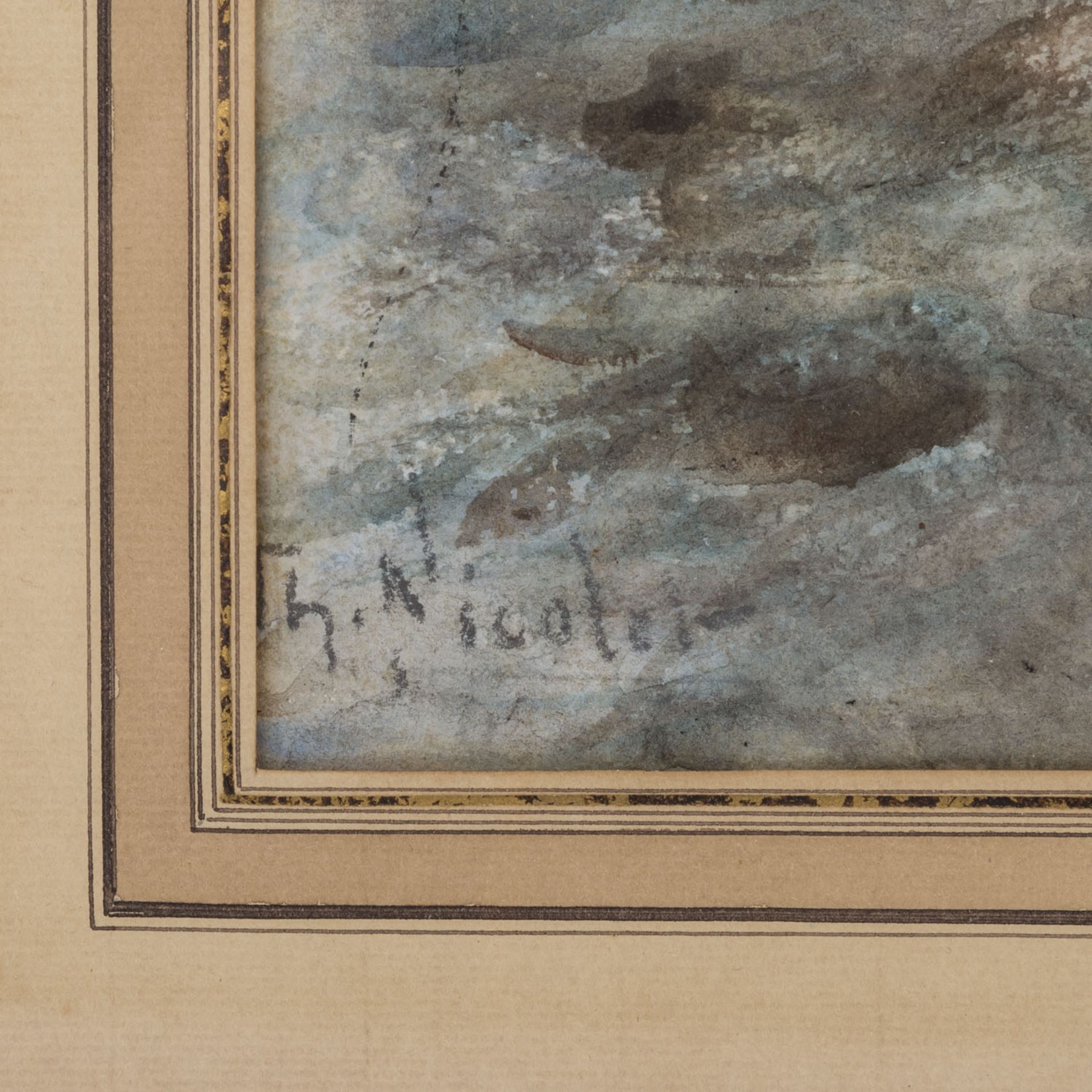 NICOLET, THÈOPHILE (19./20. Jh.) "Bach im Wald"Aquarell auf Papier, unten links signiert "Th. - Bild 3 aus 4