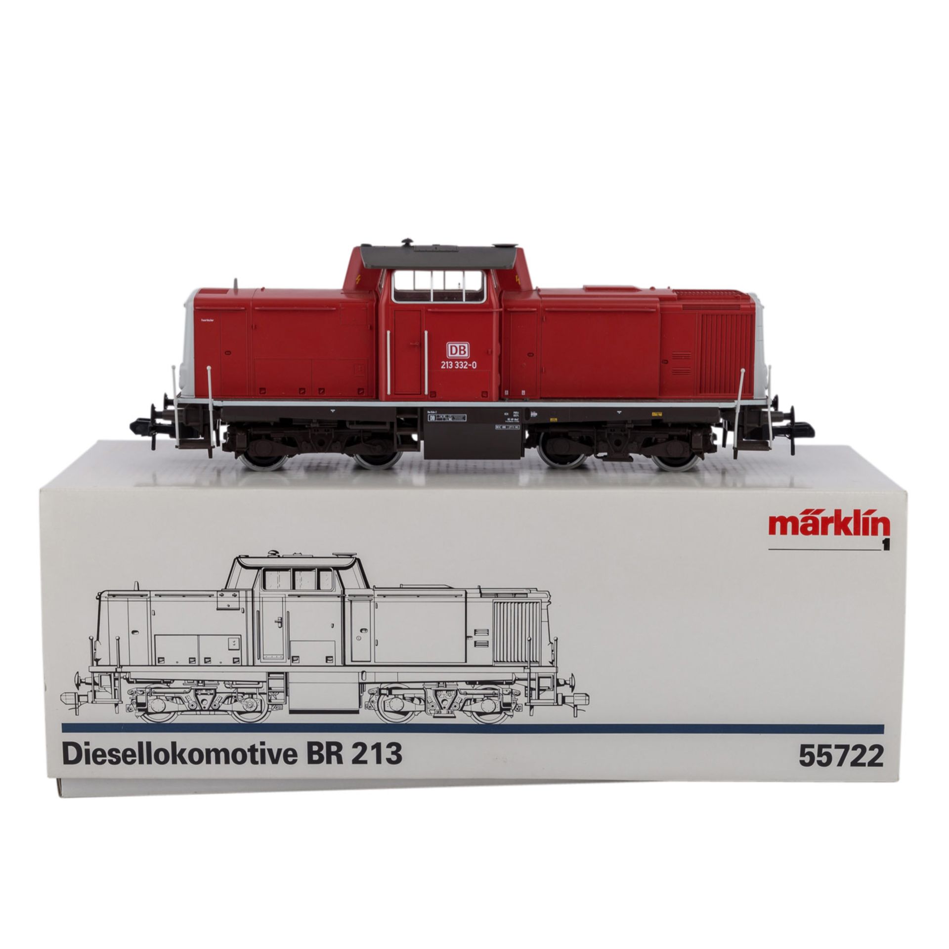 MÄRKLIN Diesellok 55722, Spur 1,hellrot, BR 213 der DB, BN 213 332-0, m. Präsentationssockel. Im - Bild 2 aus 8