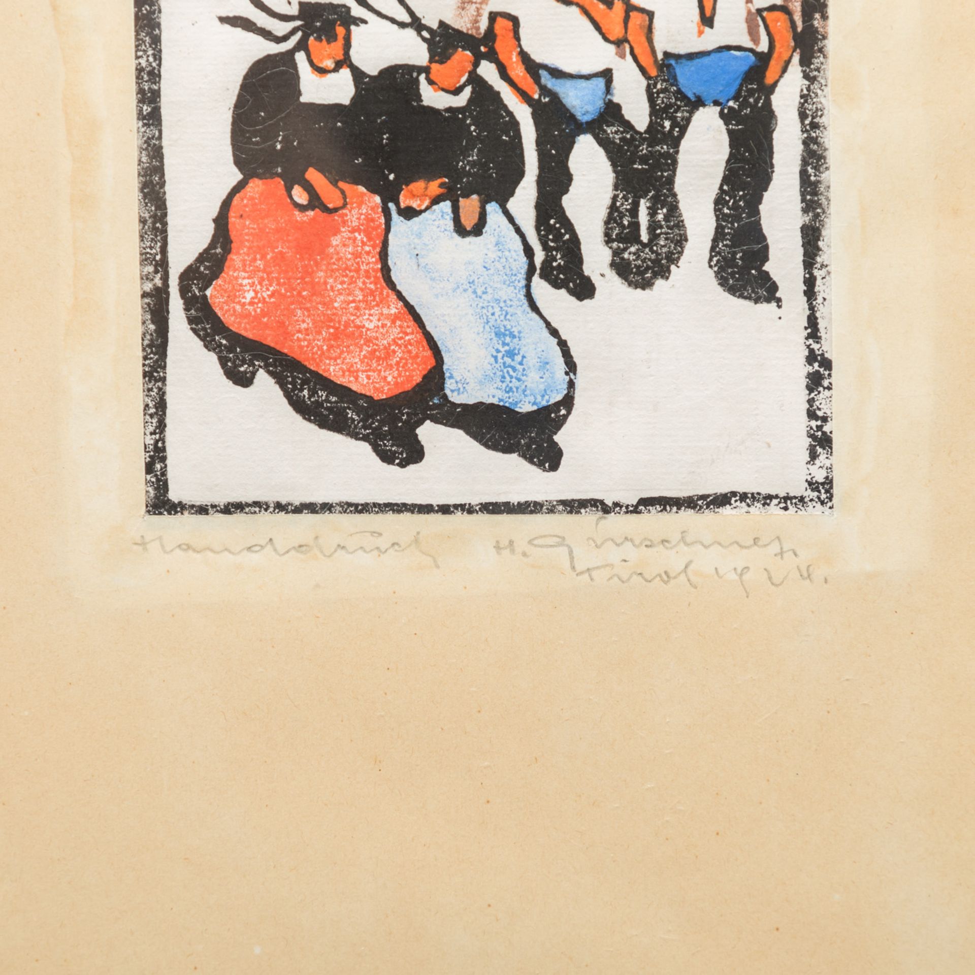 GURSCHNER, HERBERT (1901-1975, Tiroler Künstler), "Zwei Damen und zwei Herren in Tiroler Tracht",die - Image 2 of 4