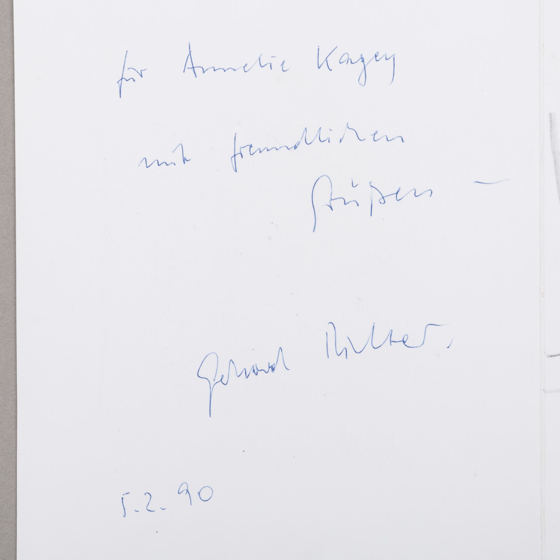 RICHTER, GERHARD (geb. 1932), Autogrammkarte mit Skizze,die Karte mit handsigniertem Portraitfoto, - Image 3 of 5