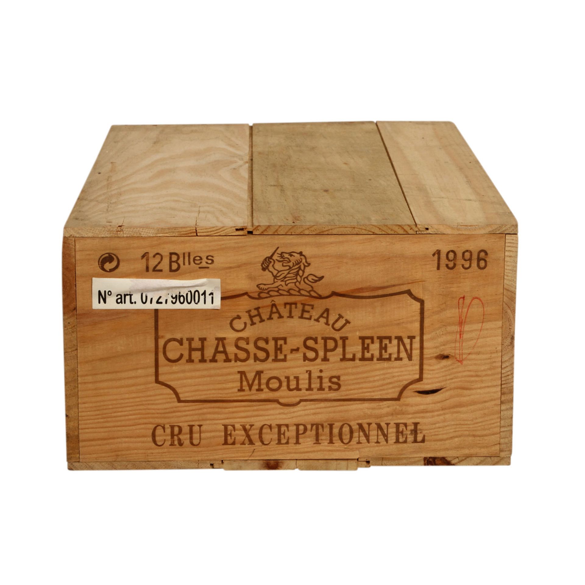 CHÂTEAU CHASSE SPLEEN 12 Flaschen in Original Holzkiste, 1996Moulis-en-Medoc, Frankreich, - Bild 2 aus 2