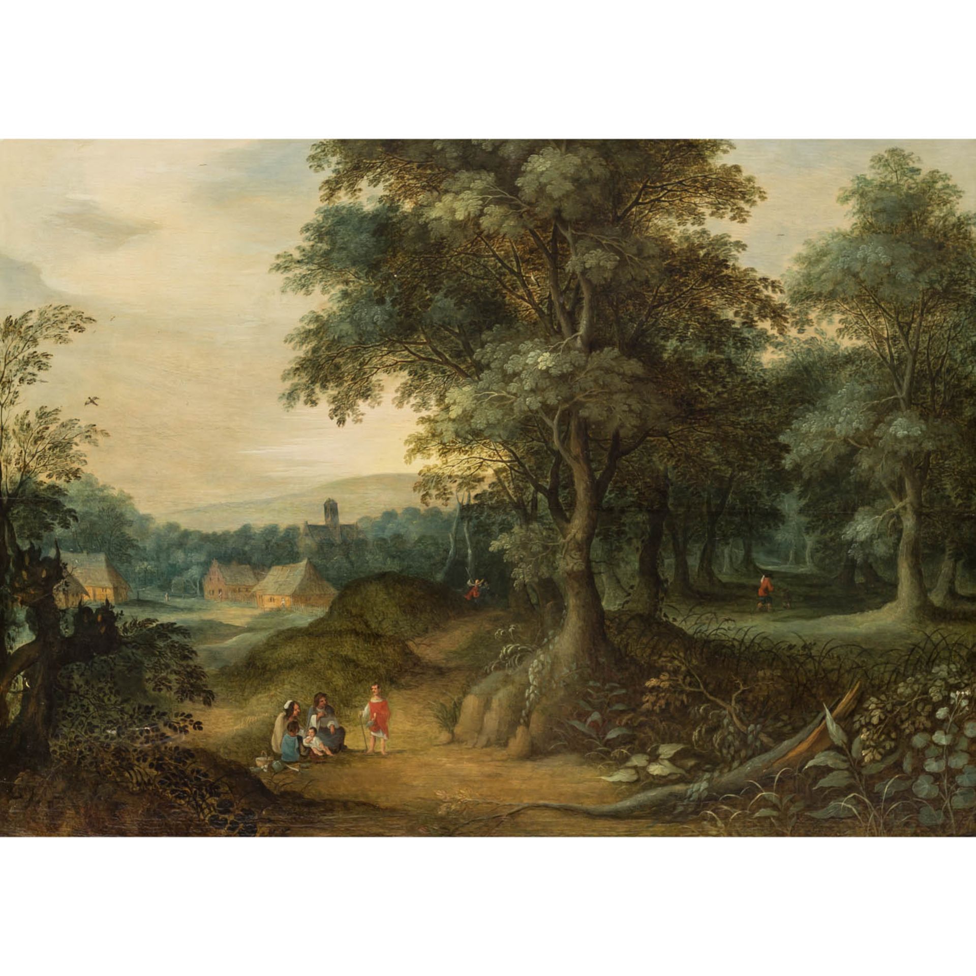 VAN DER LANEN, JASPER (1592-1626) Werkstattnachfolge des "Waldlandschaft mit Figurenstaffage"Öl