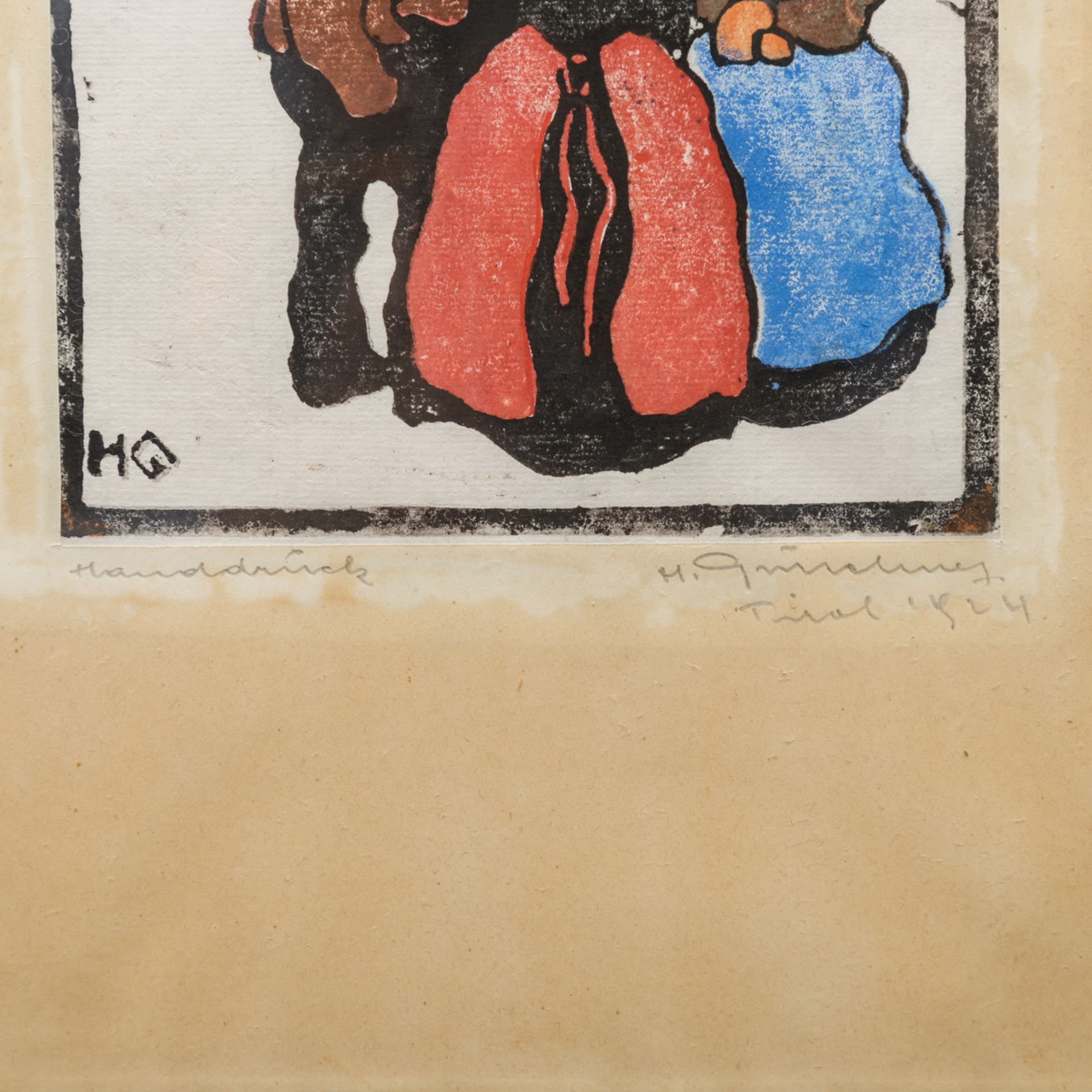 GURSCHNER, HERBERT (1901-1975, Tiroler Künstler), "Drei Paare in Tiroler Tracht",wohl beim - Image 2 of 3