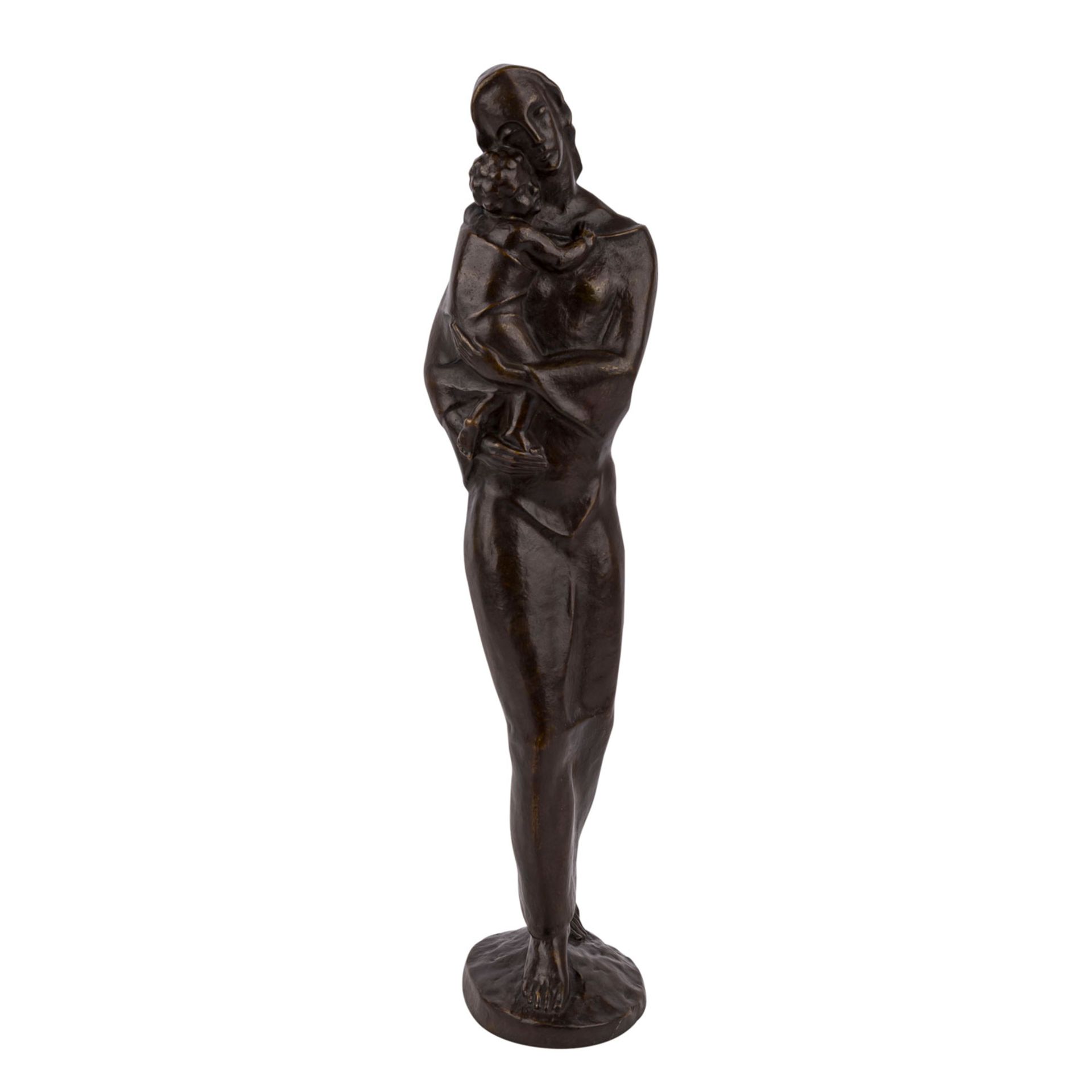 BILDHAUER DES 20.JH. "Madonna"1930-1940, Bronze patiniert, H: 55 cm., normale Altersspuren.
