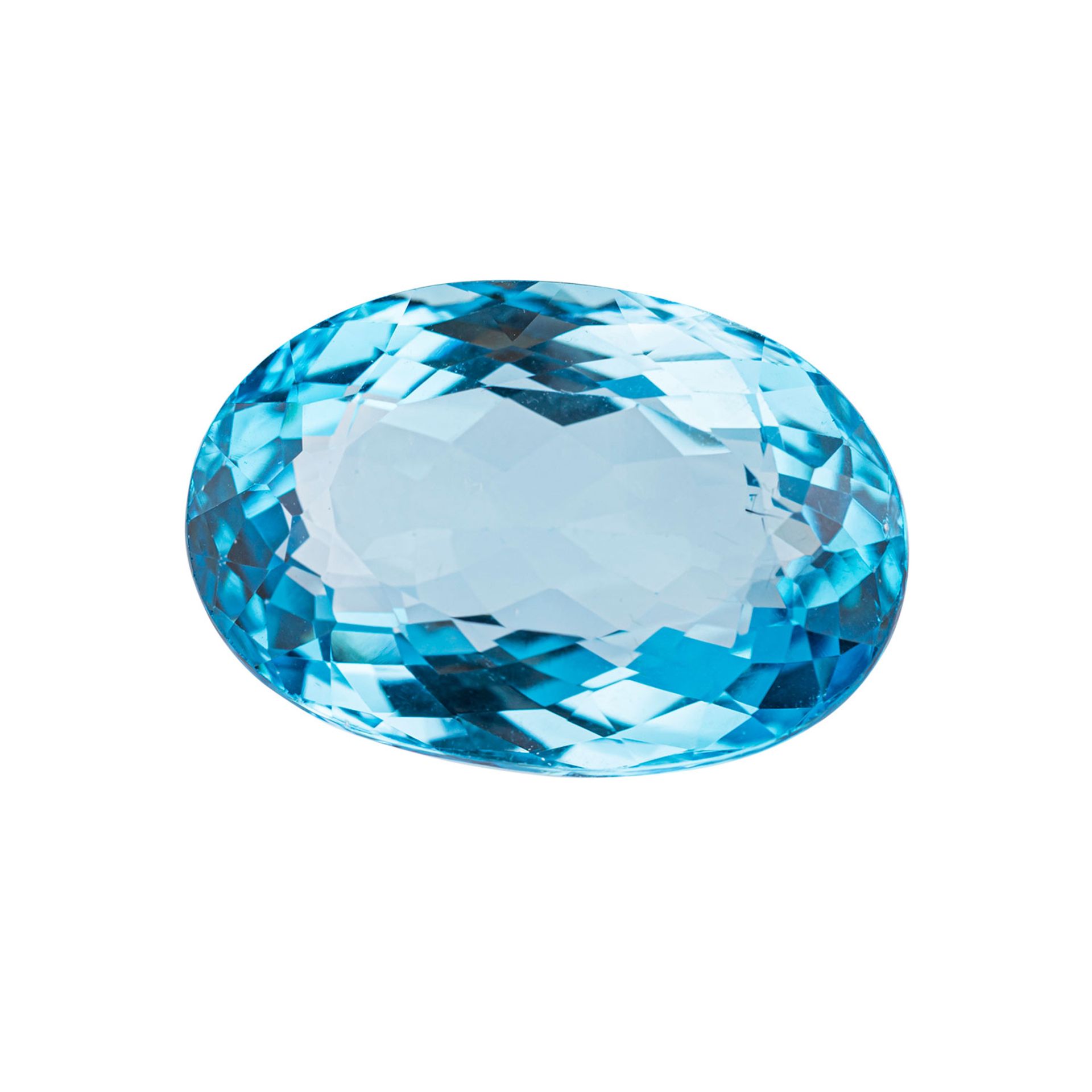 Natürlicher Topas, 39,31 ct.,16.6 x 24 x 11.1 mm, oval facetiert, behandelt, Sky Blue.Natural topaz,