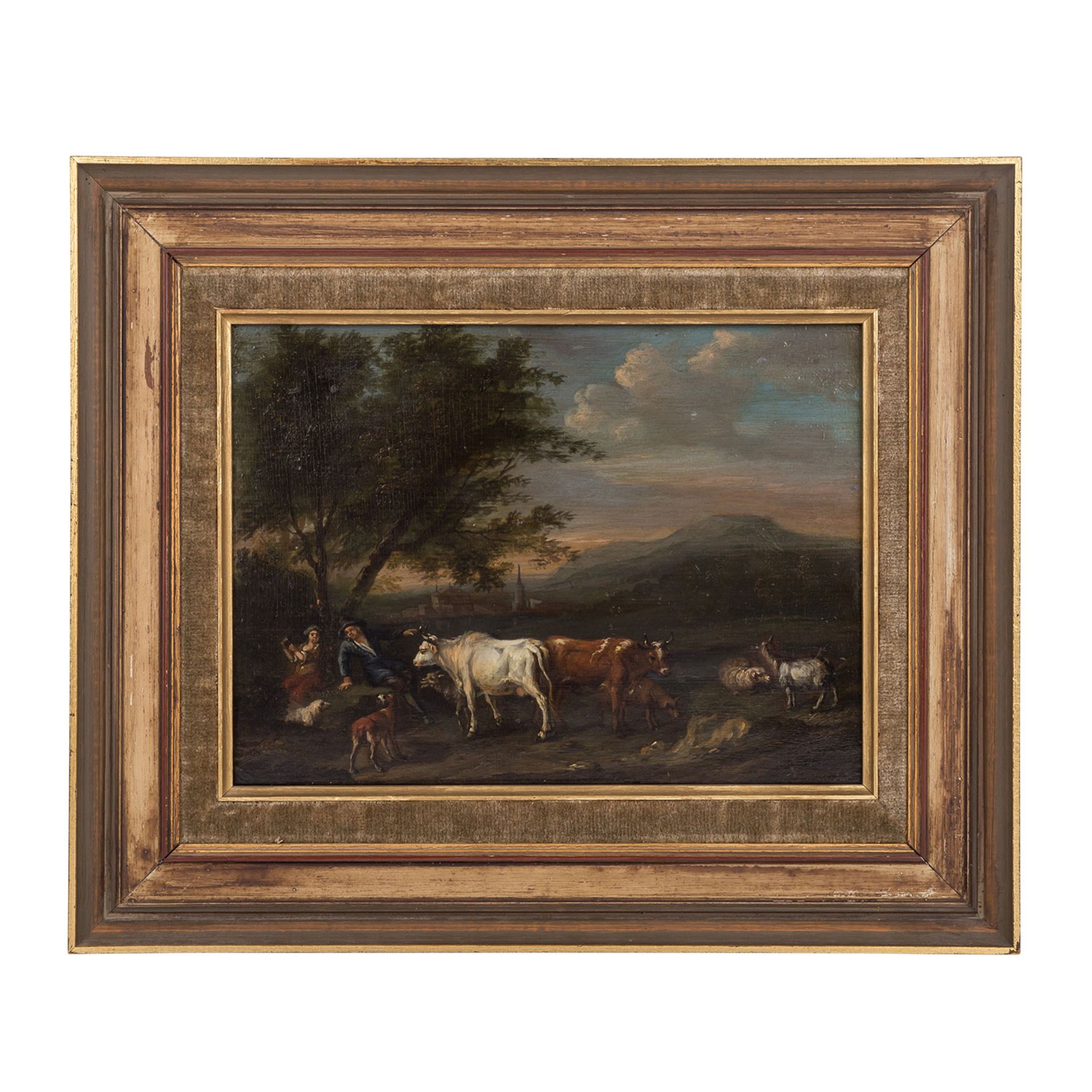 CARRÉ, MICHIEL (1657-1727/47) "Hirtenpaar bei der Rast"Öl auf Holzplatte, signiert, HxB: 19/26 cm. - Bild 2 aus 5