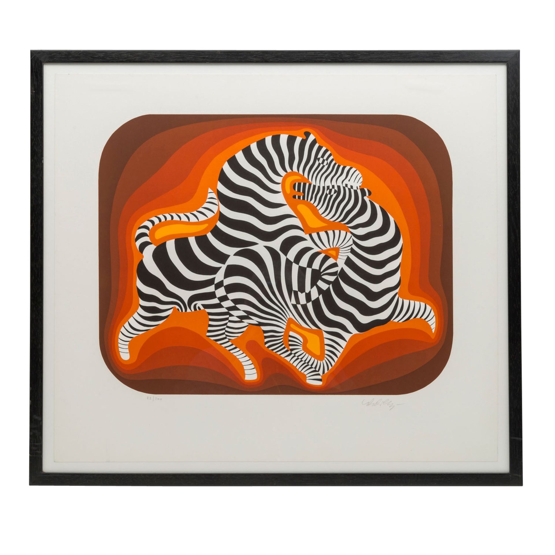 VASARELY, VICTOR (1906-1997), "Paar springende Zebras vor orangetonigem Hintergrund", - Image 2 of 5