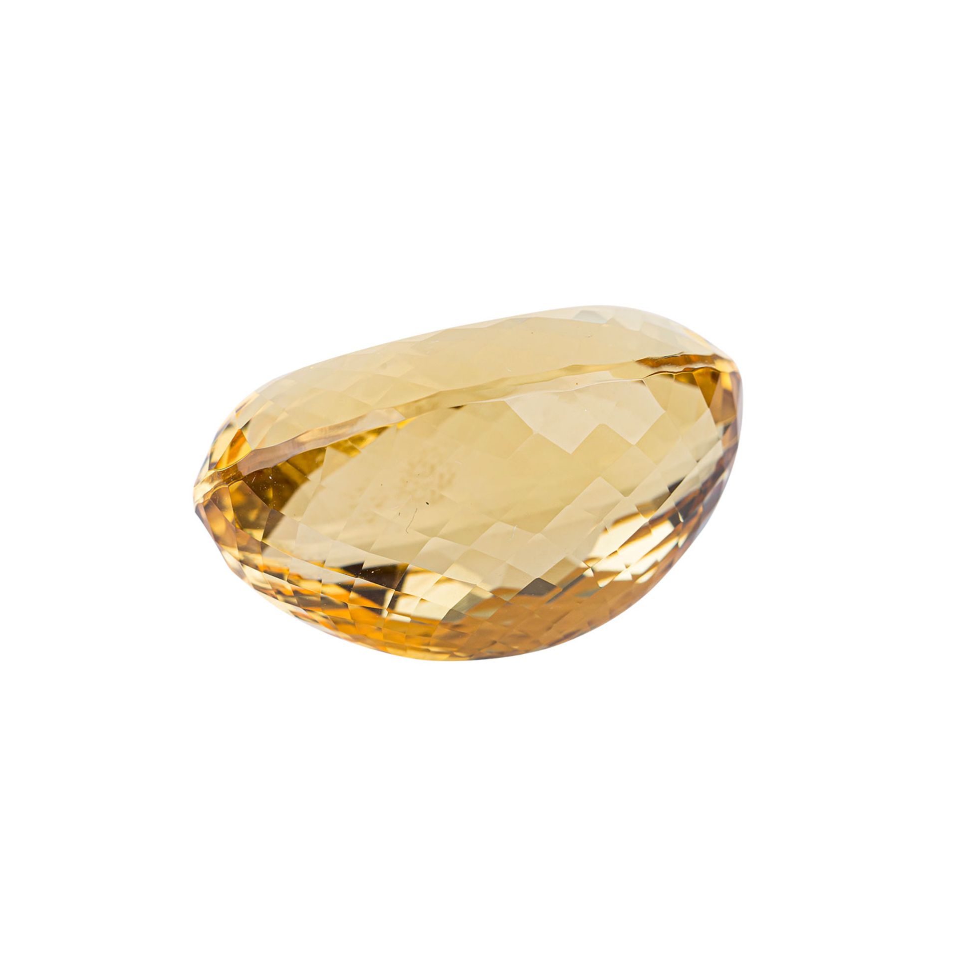 Großer, natürlicher Citrin, 93,65 ct.,oval facetiert, 18,5 x 33,5 x 22mm.Large natural citrine, 93. - Bild 3 aus 4