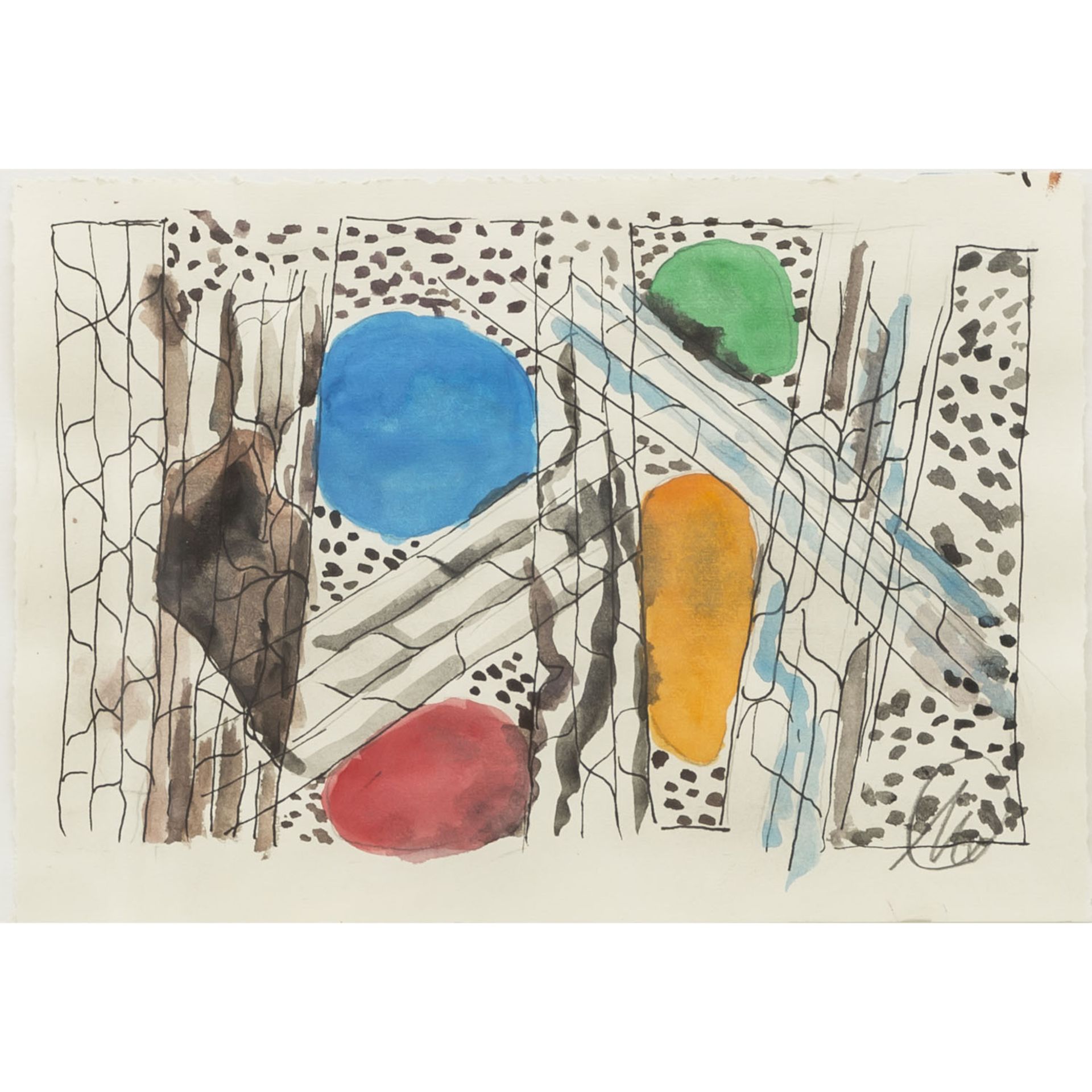 LÜPERTZ, MARKUS (geb. 1941), "Abstrakte Komposition mit Farbflächen",u.re. monogrammiert,