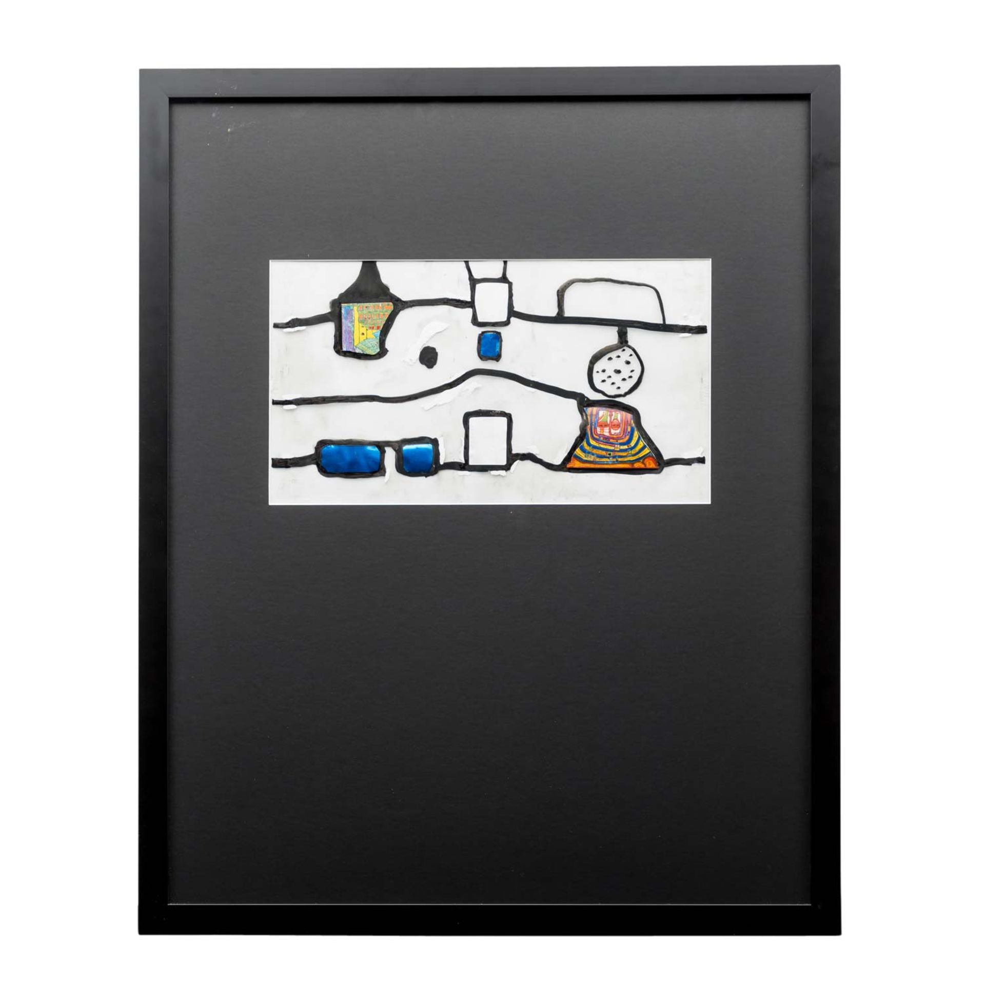 HUNDERTWASSER, FRIEDENSREICH (1928-2000), "Ohne Titel",Deckfarben und applizierte farbige - Bild 2 aus 3