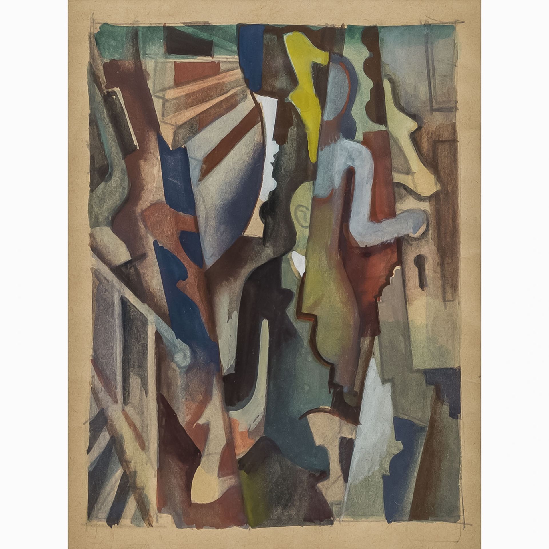 DISCHINGER, RUDOLF (1904-1988) "Abstrakte, futuristische, Komposition"Um 1946, Aquarell und