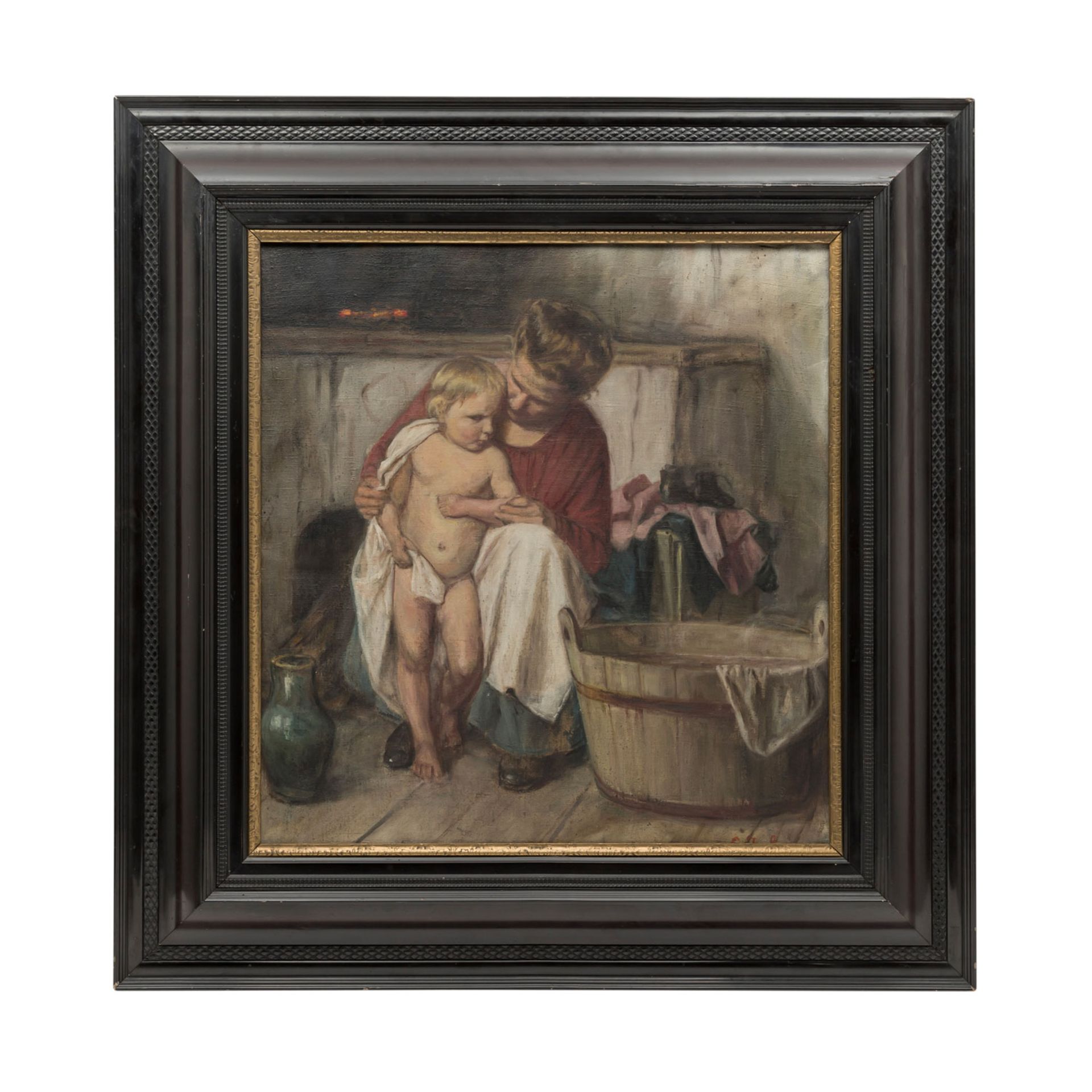 IGLER, GUSTAV (1842-1938) "Mutter mit Kind"Öl auf Leinwand, unten rechts sig. "G. Igler", HxB: 63/59 - Bild 3 aus 6