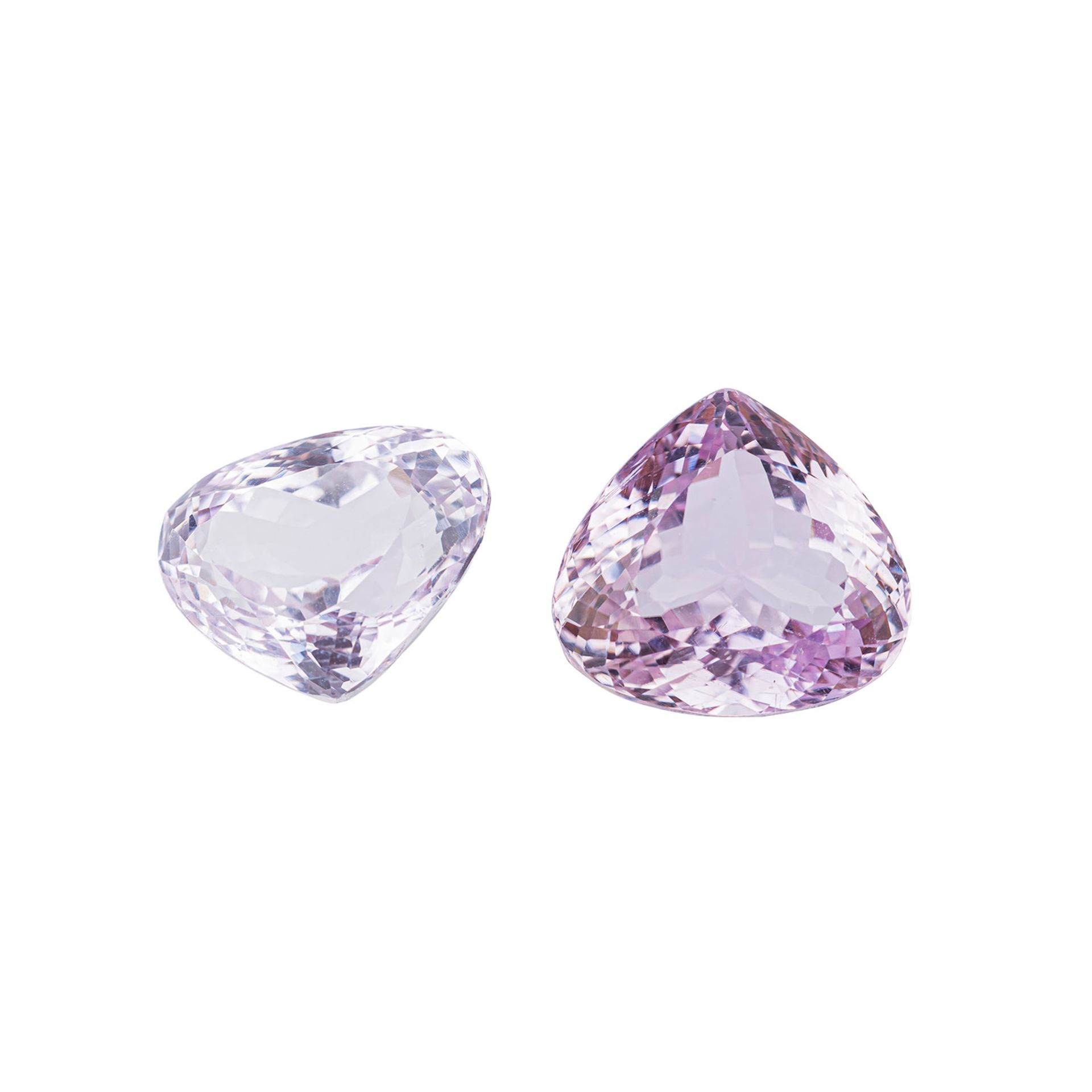 Kunzite (2), 39,57 ct. (21.58 + 17.99 ct.),Tropfenschliff.Kunzite (2), 39.57 ct total (21.58 + 17.98 - Bild 2 aus 4