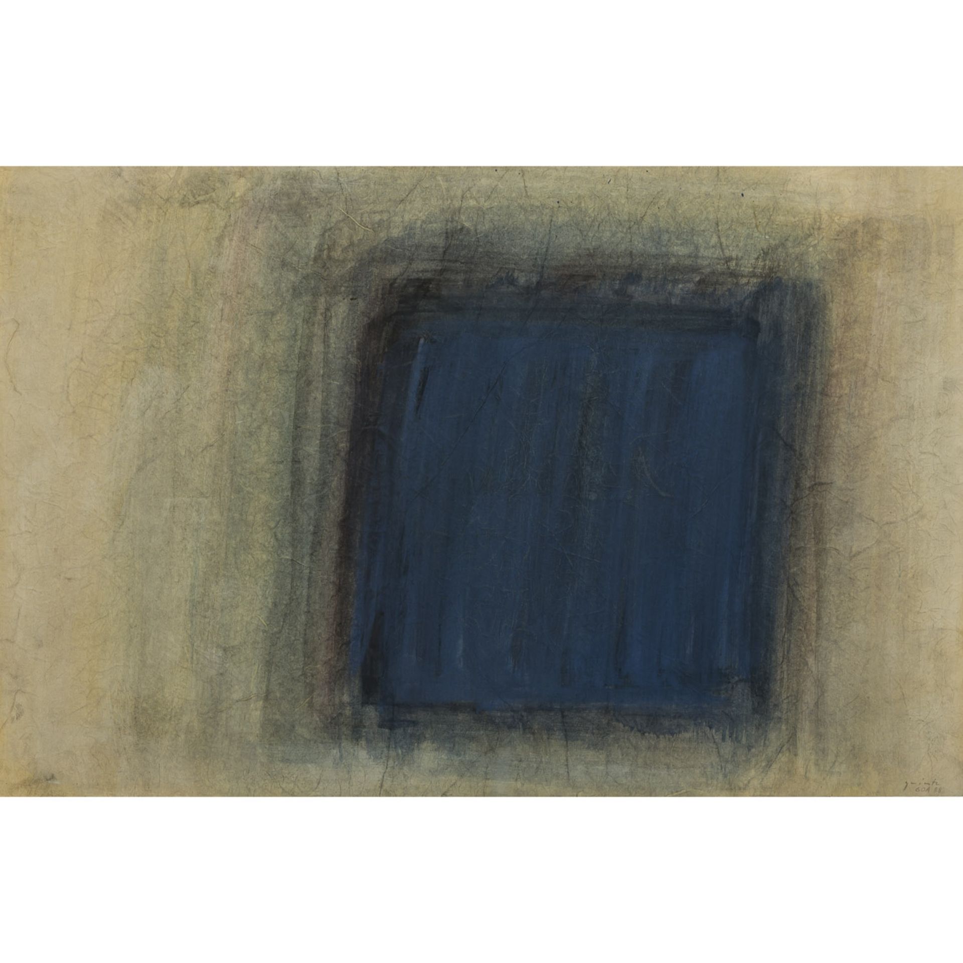 QUINTE, LOTHAR (1923-2000), "Ohne Titel",Komposition mit blauem Farbfeld, u.re. signiert, bez. u.