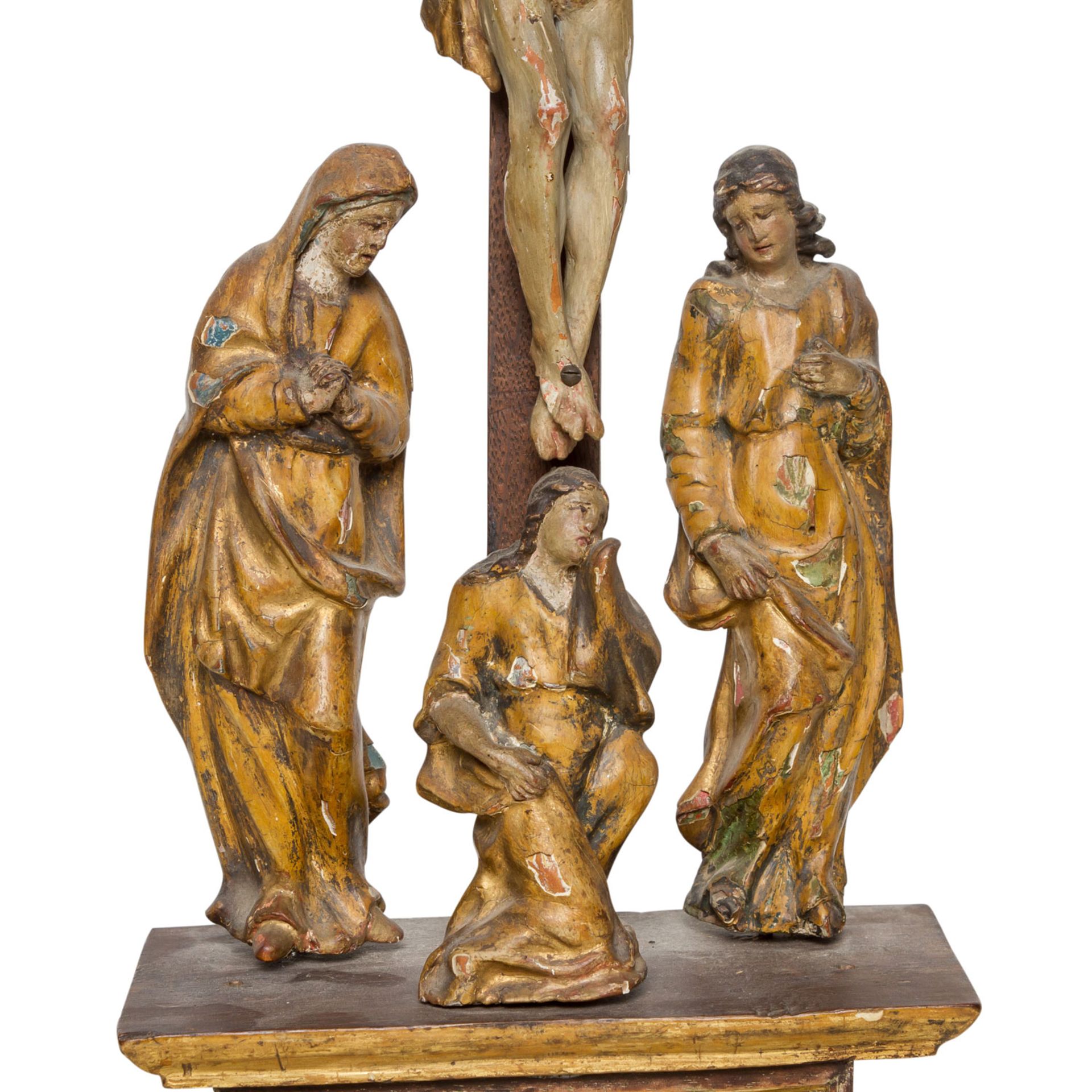 KREUZIGUNSGRUPPEBayern, um 1760, Holz geschnitzt, farbig und gold gefaßt, unter dem mit drei - Image 6 of 6