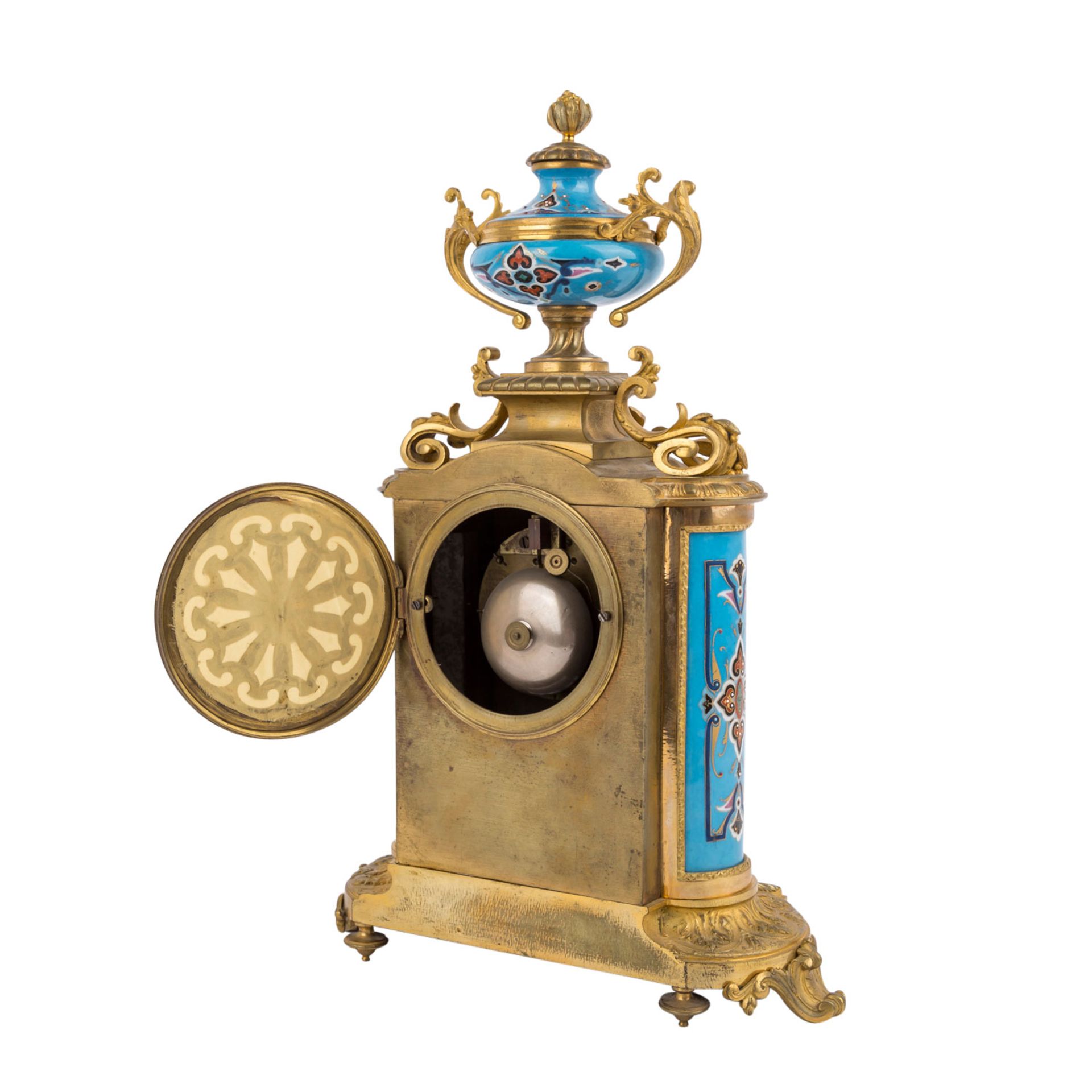 PENDULE IM LOUIS XVI-STILFrankreich, Ende 19.Jh., Bronze, vergoldet sowie polychrom gestaltete - Image 5 of 9