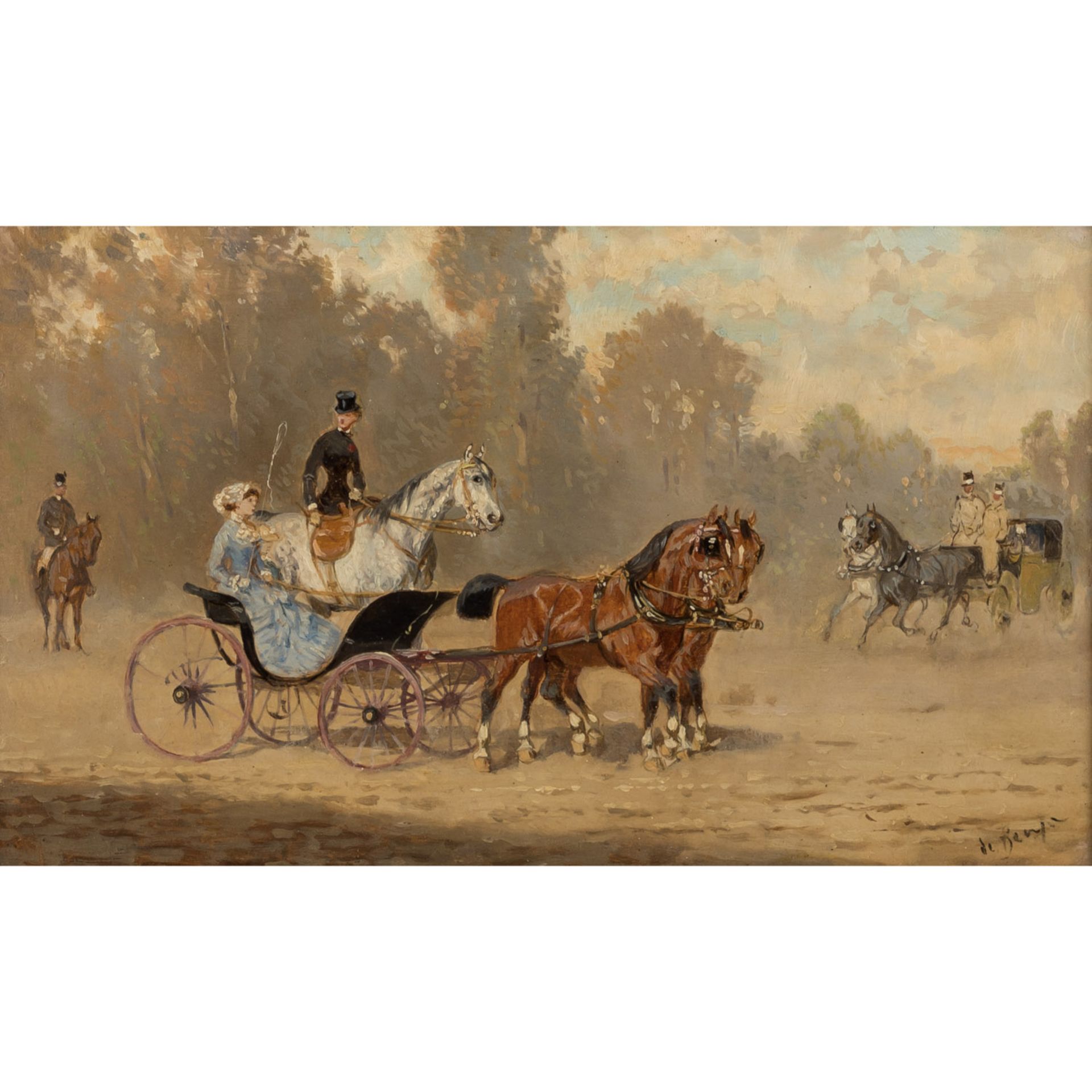 RITTER VON BENSA, ALEXANDER II (1820-1902) "Ausfahrt im Bois de Boulogne"Öl auf Holzplatte,