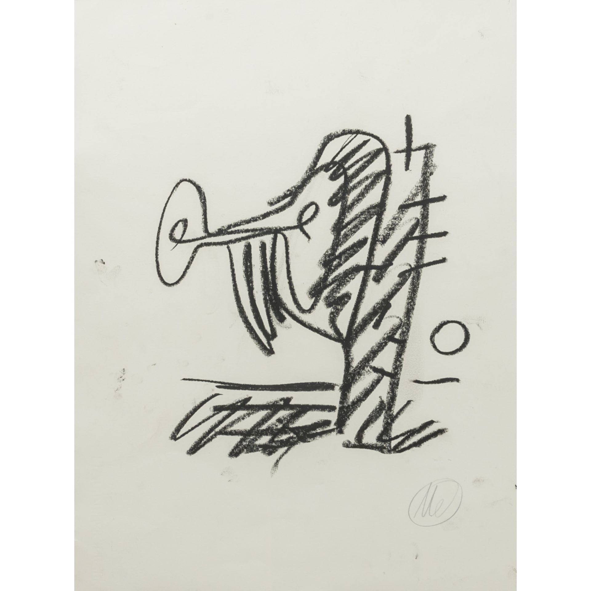 LÜPERTZ, MARKUS (geb. 1941), "Ohne Titel",figürliche Komposition, u.re. monogrammiert, Kohle/