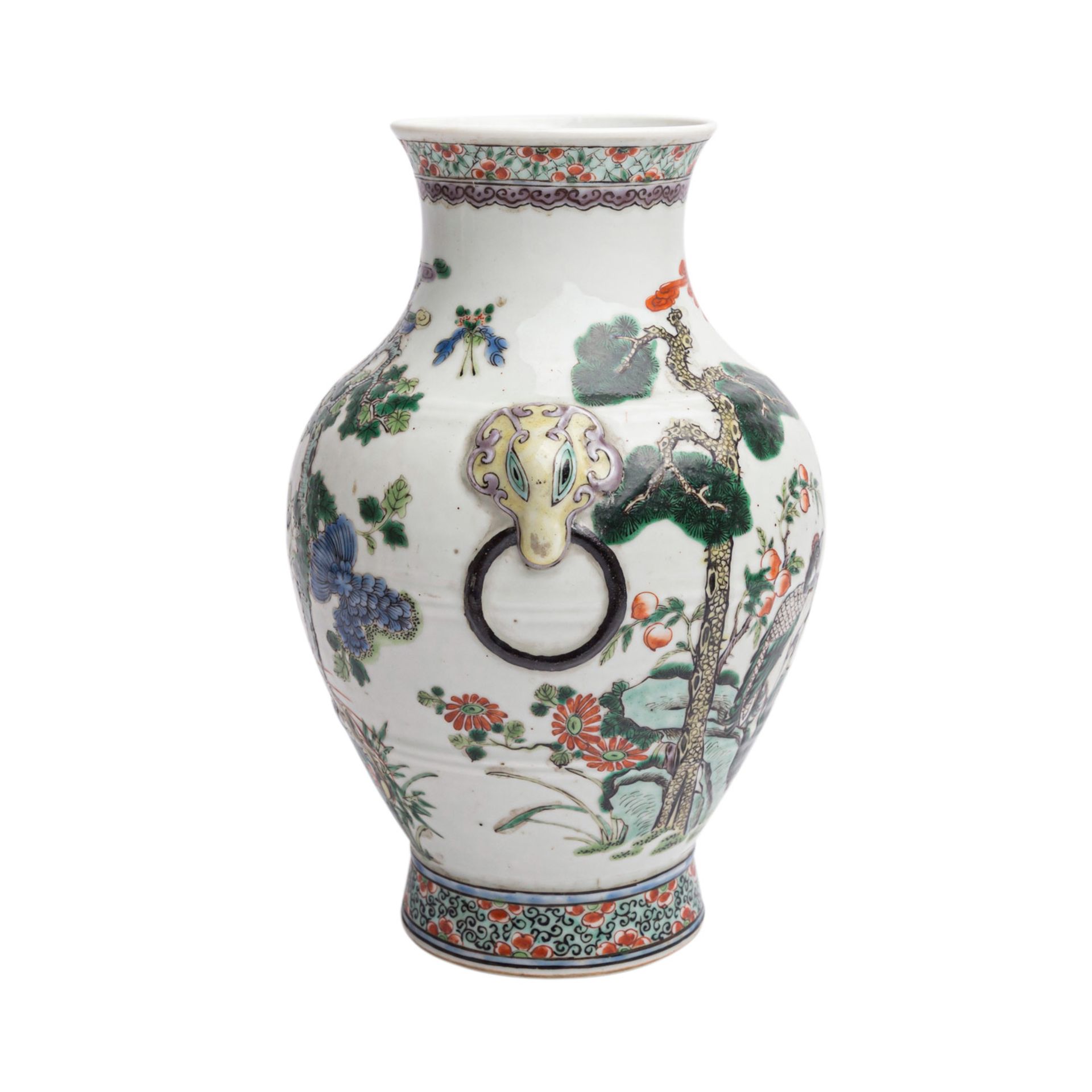 Konvolut 5 tlg.: 1 Vase und 5 kleine Kalebassen. CHINA.Famille verte Vase, H: 26 cm. Als Lampenfuß - Bild 4 aus 8