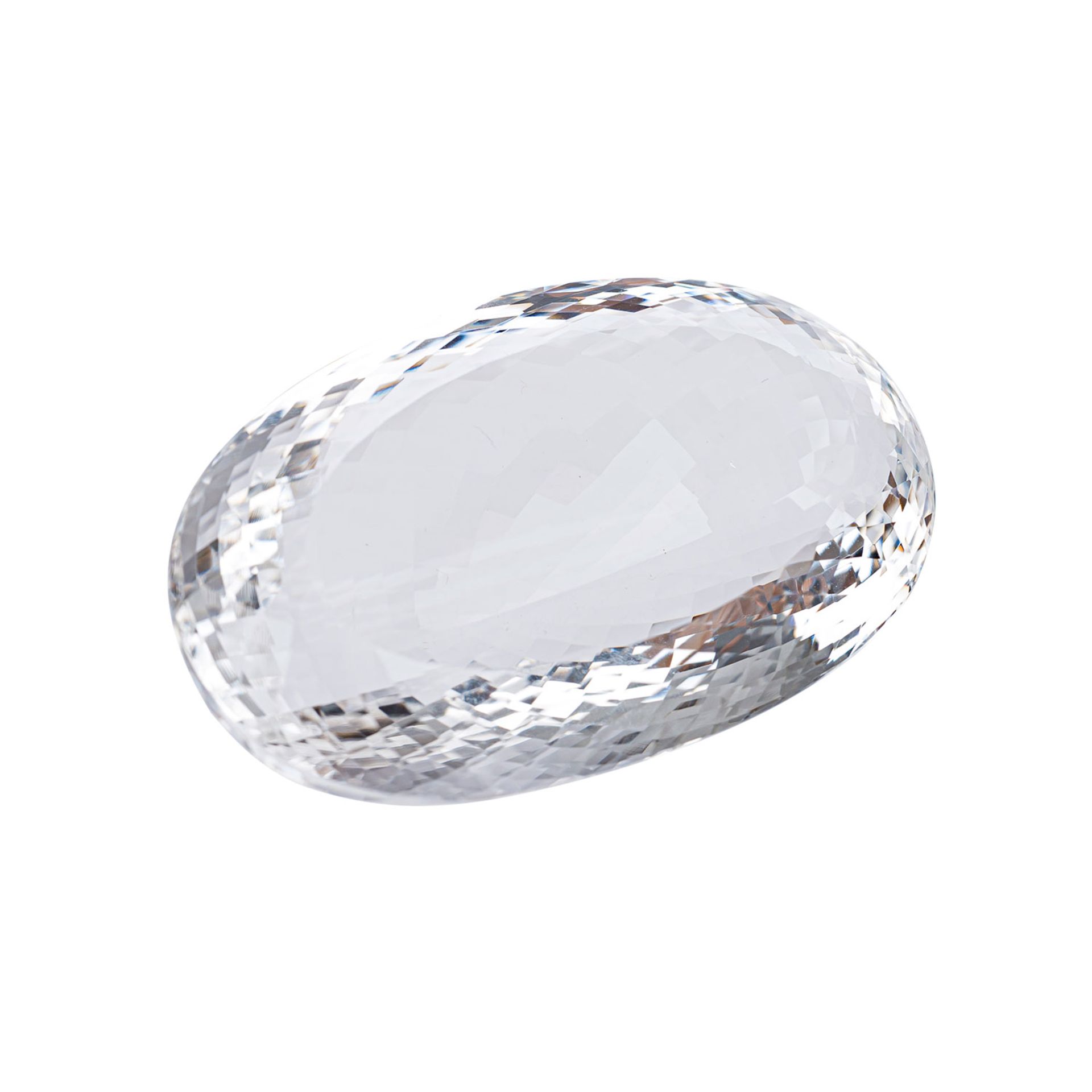 Weisser Quarz, 333 ct.,62 x 39 x 20 mm, oval facetiert.White quartz, 333 ct., 62 x 39 x 20 mm, - Bild 4 aus 5