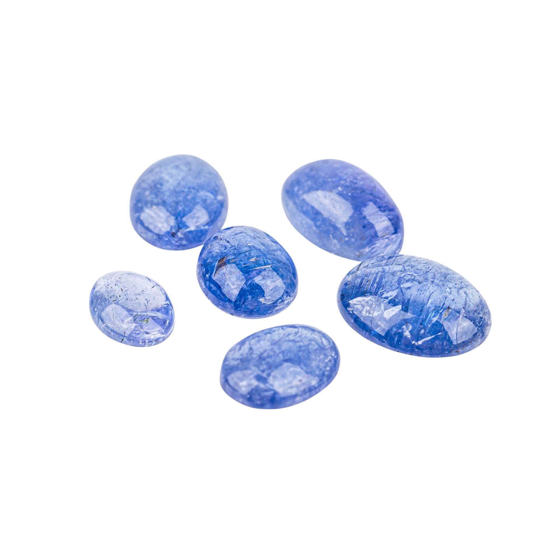 Tansanit Cabochon (6), insgesamt 32,38 ct.,in blau und blau violetten Tönen in unterschiedlichen - Image 3 of 4