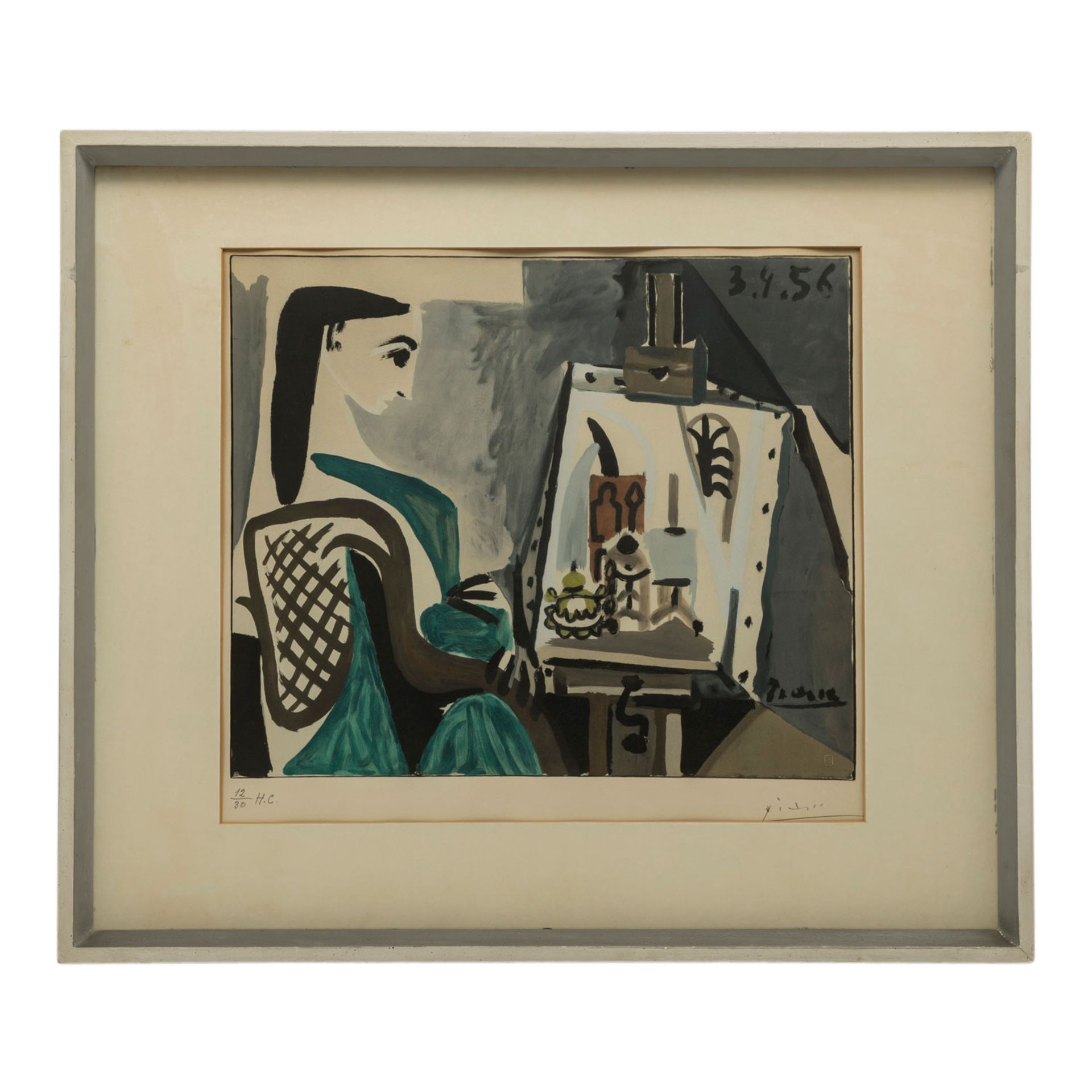PICASSO, Pablo, NACH (1881-1973), "Frau im Atelier - Jacqueline",Farboffsetlithographie/Velin, in - Image 2 of 5