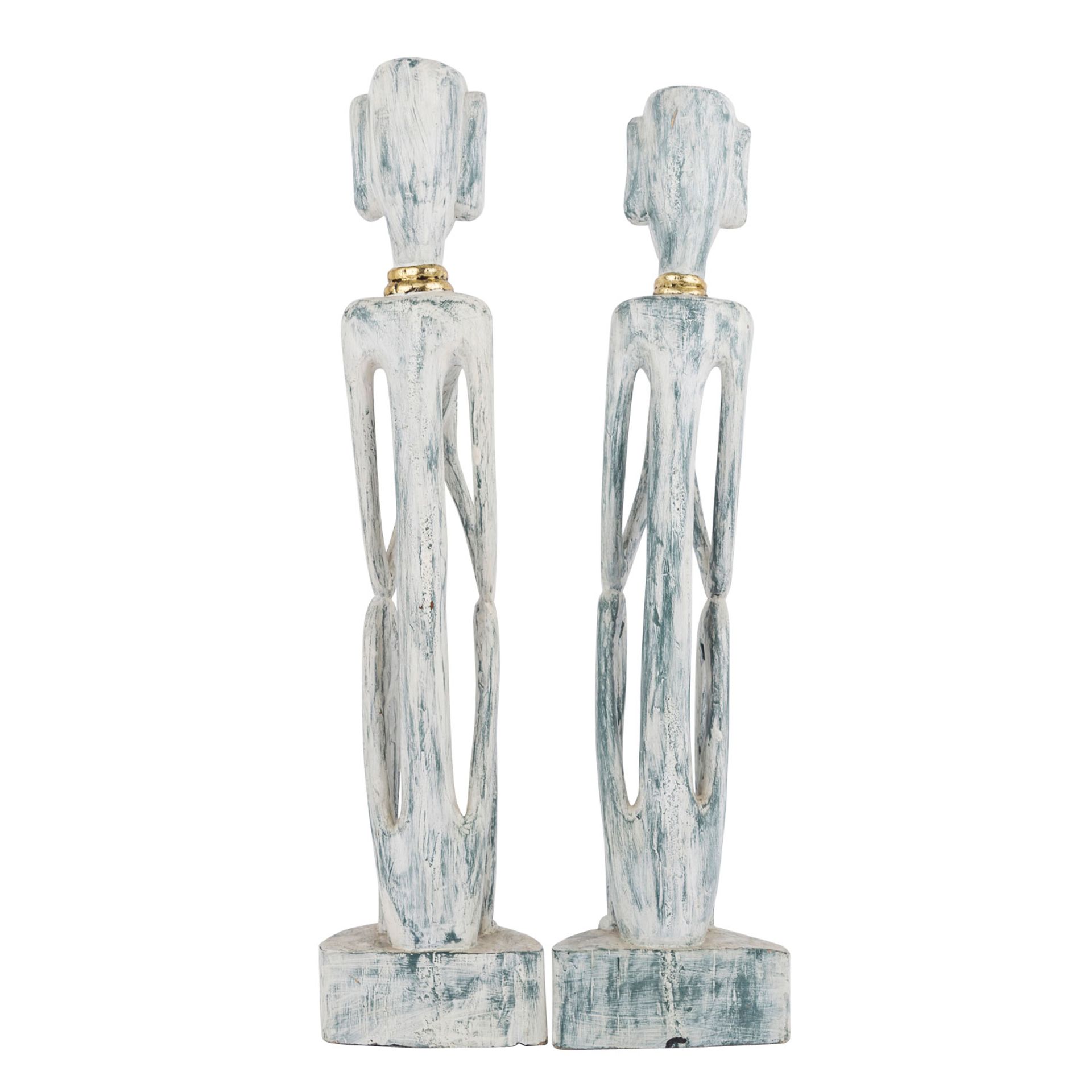 Paar moderne Skulpturen aus Holz. SÜDAFRIKA, 20. Jh..Stilisierte, langgestreckte Körper mit - Bild 2 aus 7