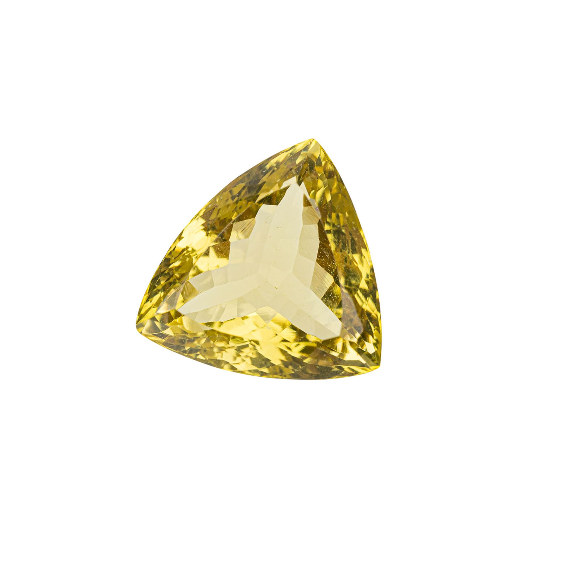 Lemon Citrin, 44,15 ct.,Trillantform.Lemon citrine, 44.15 ct., trillant cut.