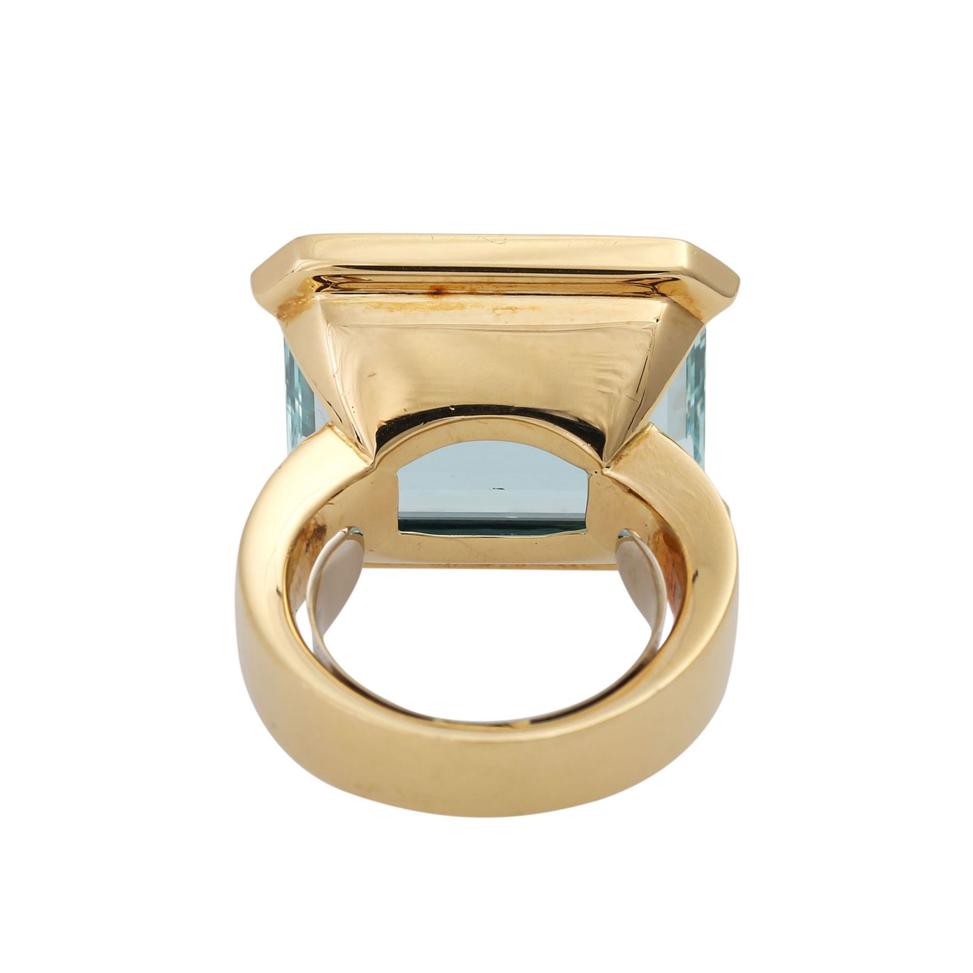 Ring mit Aquamarinca. 20x15 mm sowie 30 Brill. zus. ca. 0,3 ct, gute Farbe u. Reinheit, GG 18K. - Image 4 of 5