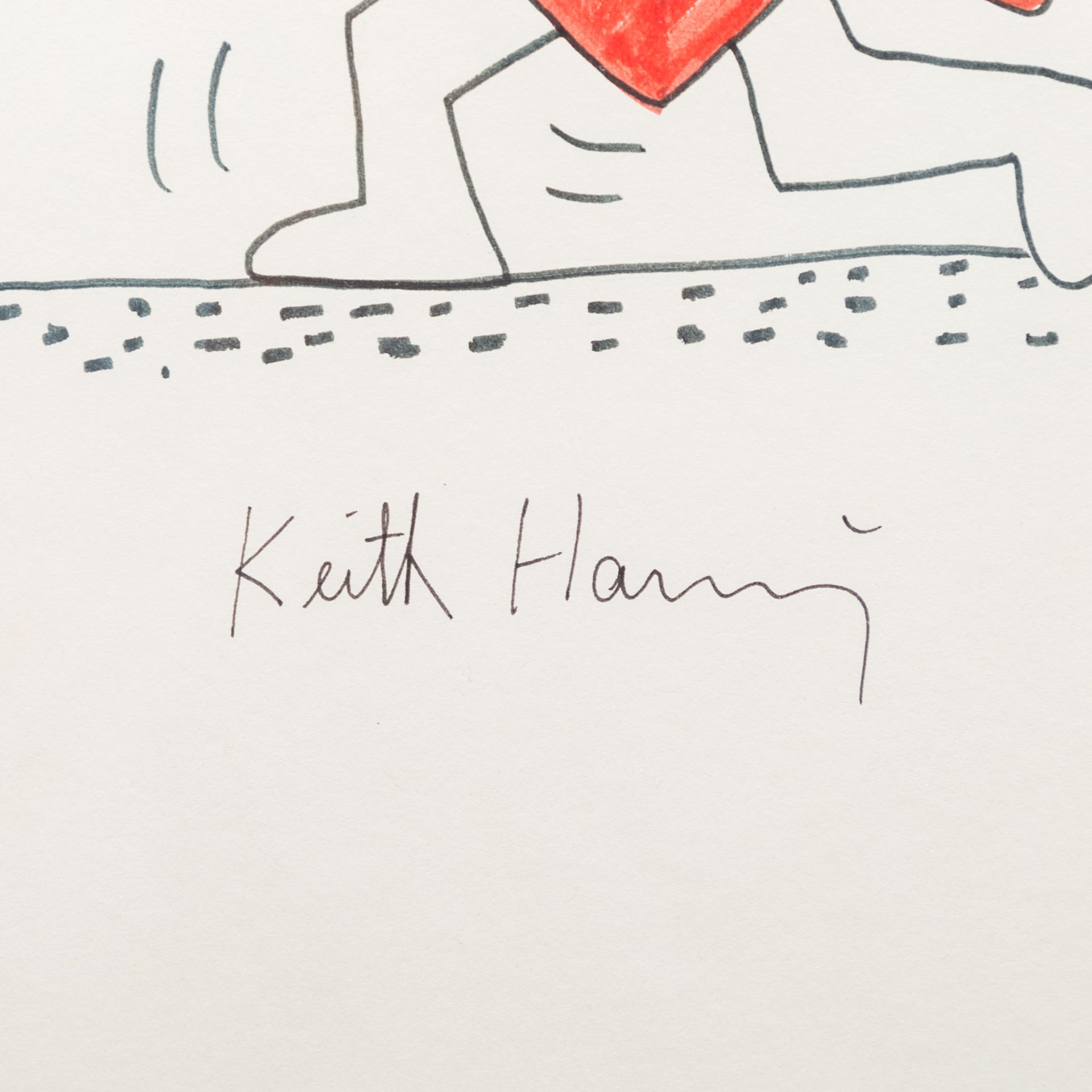 HARING, KEITH (1958-1990), "Laufendes Herz",Farbstiftzeichnung/Papier, signiert, verso - Image 3 of 4