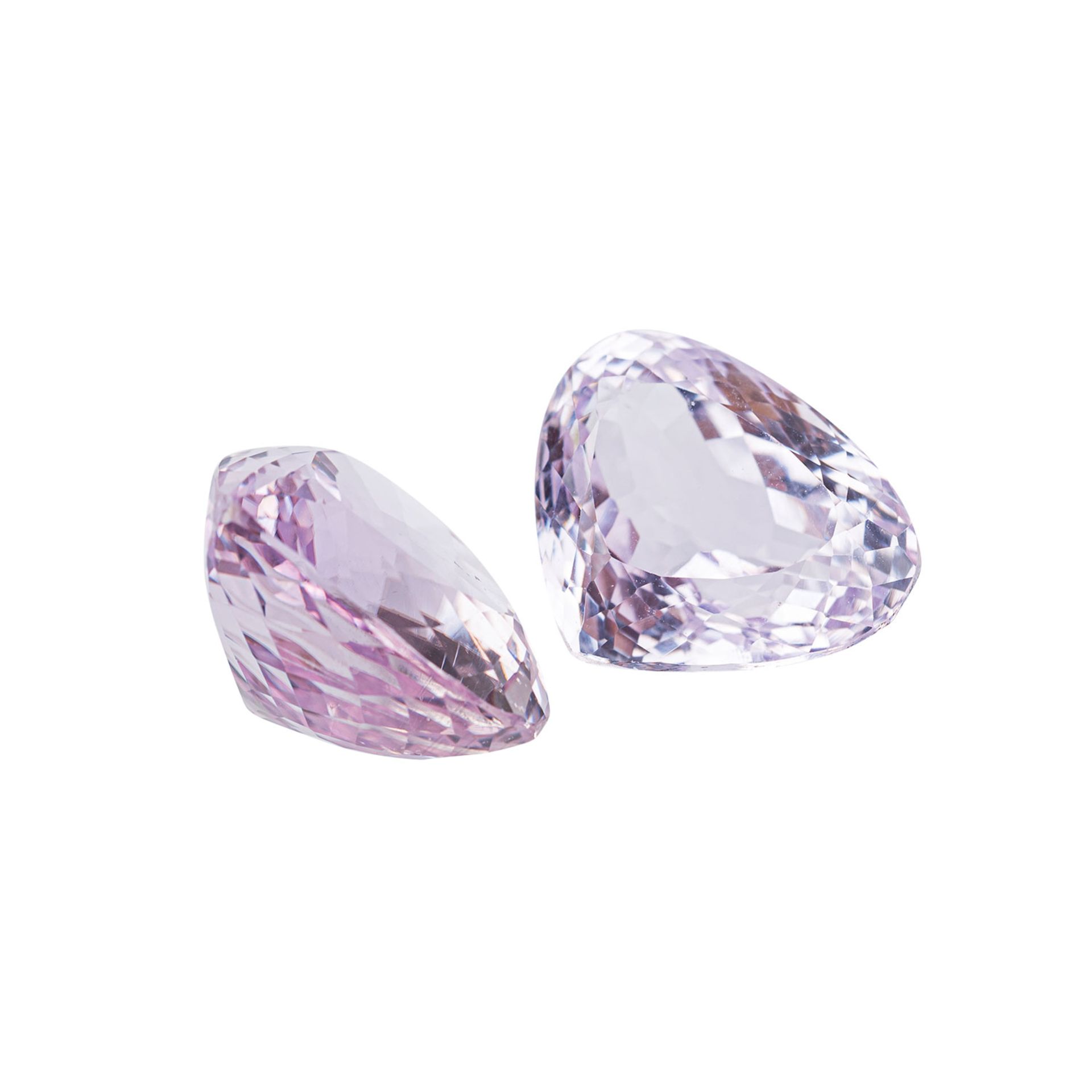 Kunzite (2), 39,57 ct. (21.58 + 17.99 ct.),Tropfenschliff.Kunzite (2), 39.57 ct total (21.58 + 17.98 - Bild 4 aus 4